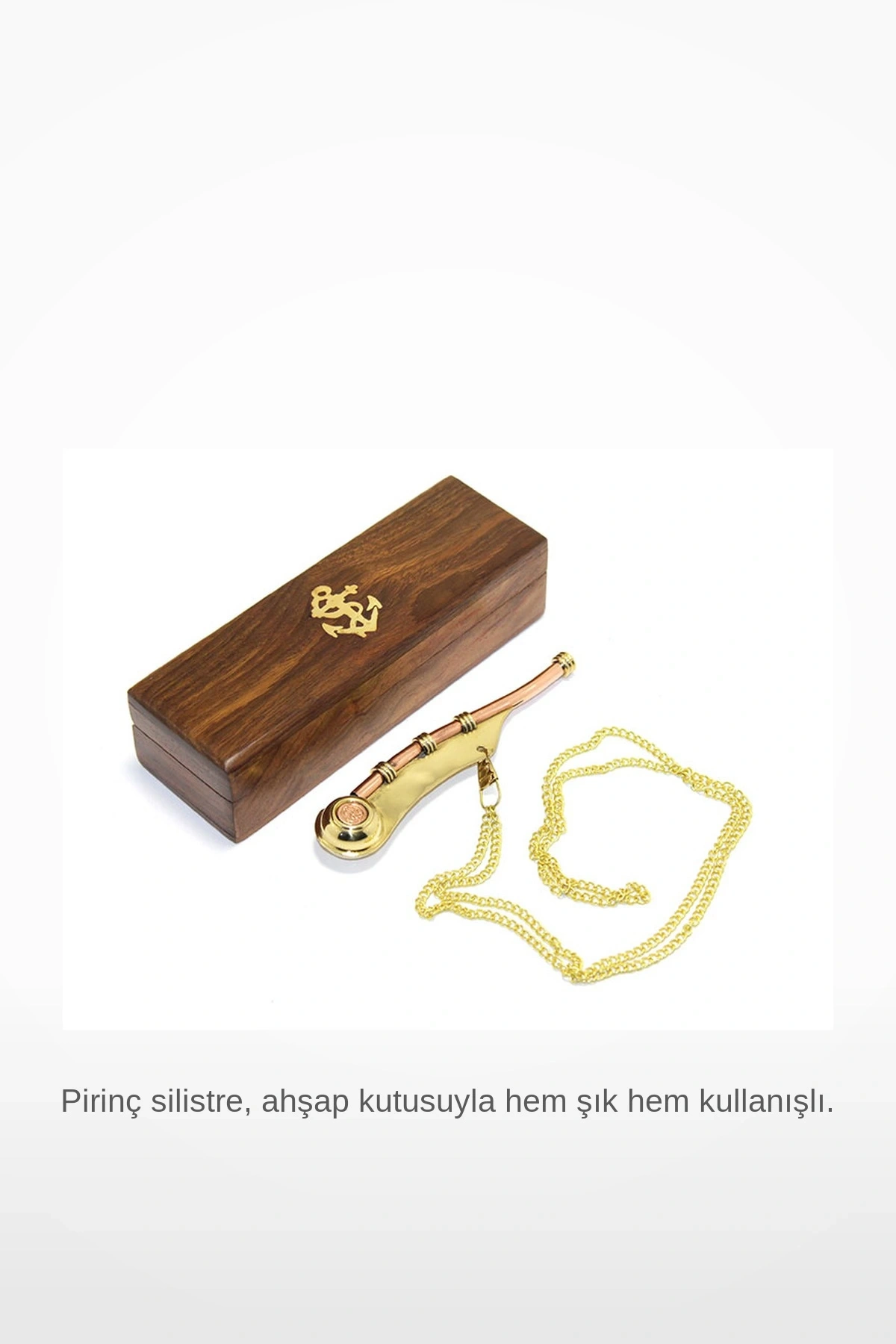 Ahşap Kutulu Pirinç Silistre Düdüğü Koleksiyonluk ve Dekoratif