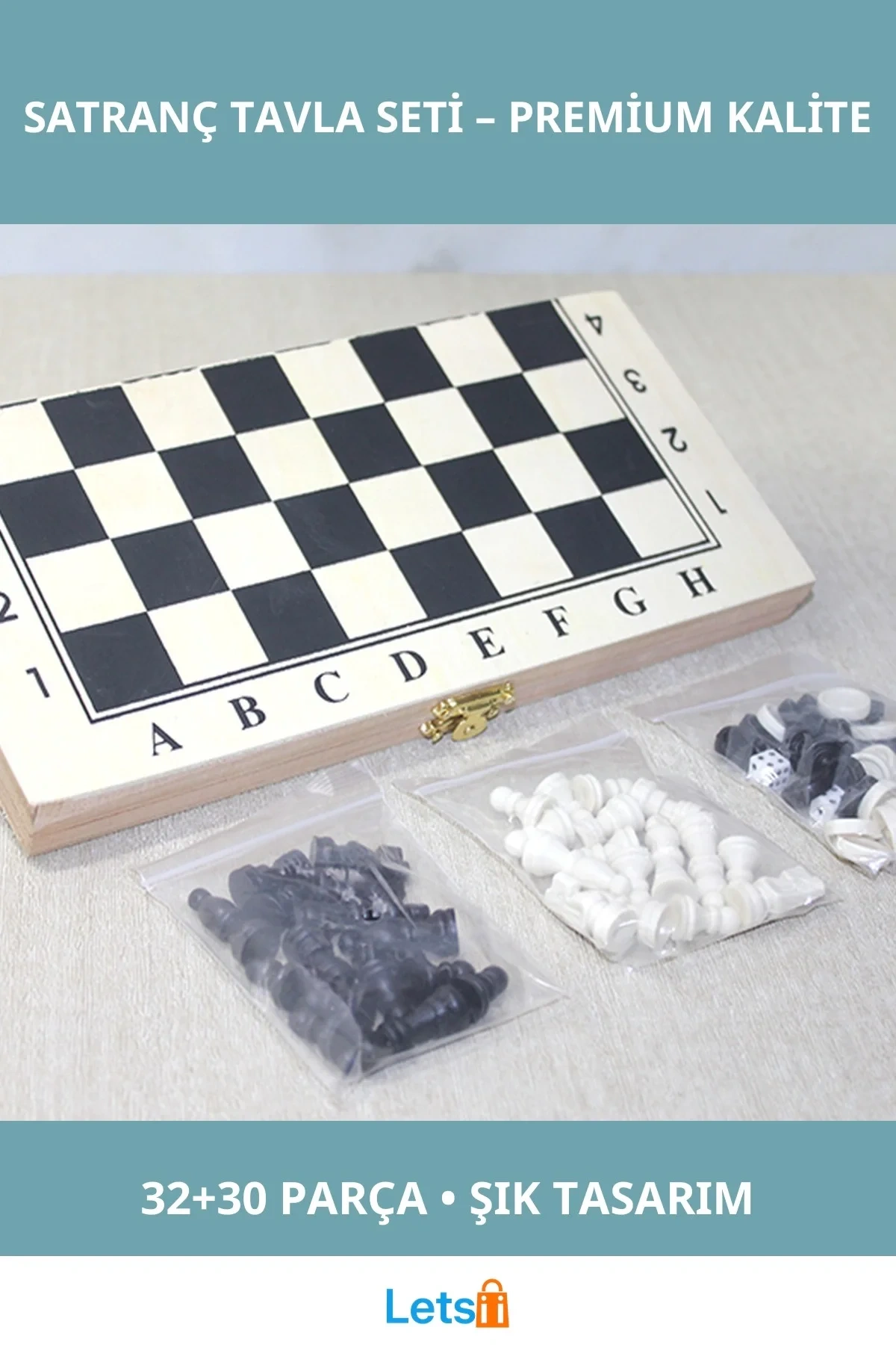 Ahşap Kutulu Şık Satranç ve Tavla Oyun Seti