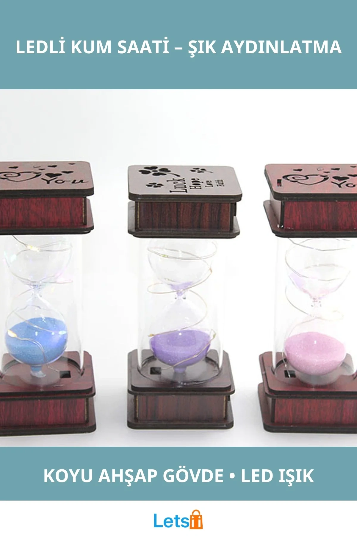 Ahşap Ledli Kendi Kendine Kum Saatı Zarif Dekoratif Ürün