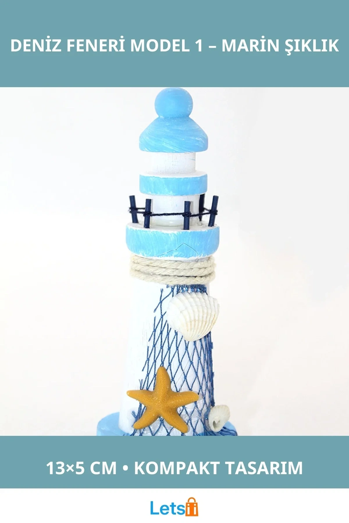 Ahşap Marin Deniz Feneri 13x5 cm Şık Dekoratif Aksesuar