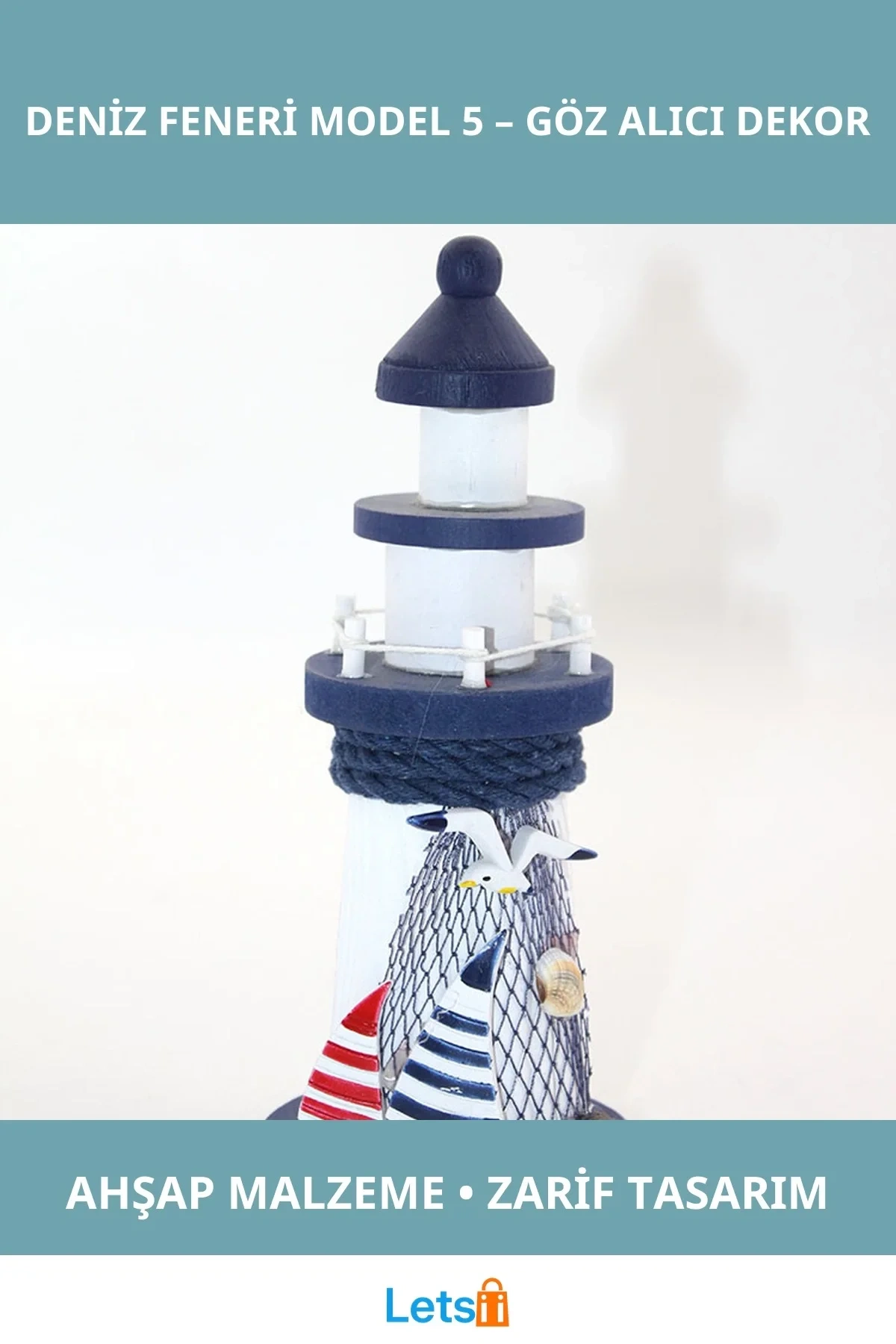 Ahşap Marin Deniz Feneri Dekoratif Şık Tasarım