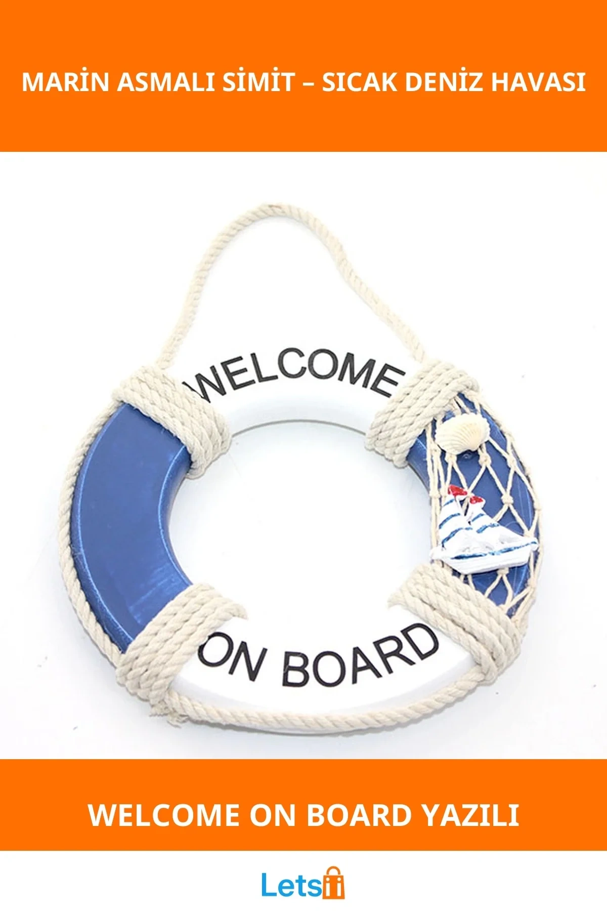 Ahşap Marin Duvara Asmalı Deniz Temalı Dekorasyon Simit