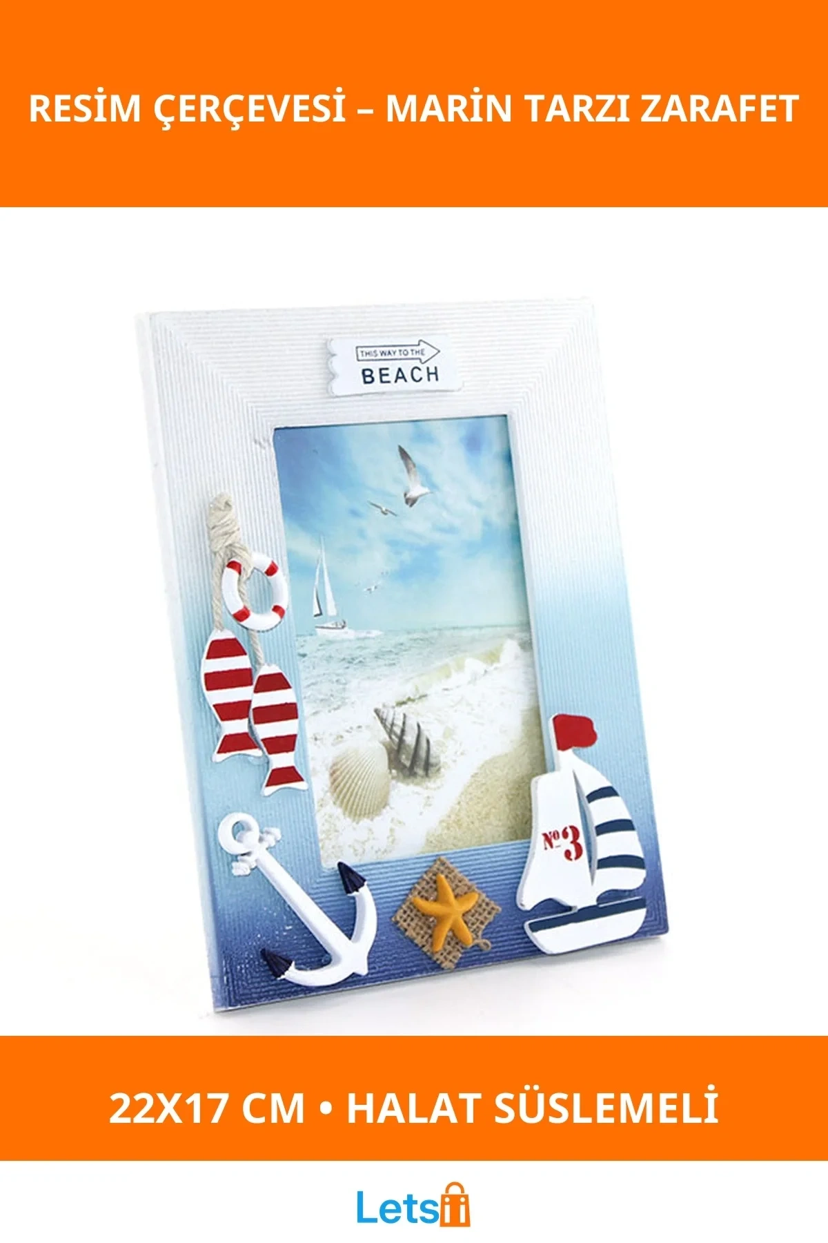 Ahşap Marin Resim Çerçevesi Su Geçirmez Dekoratif 22x17 cm