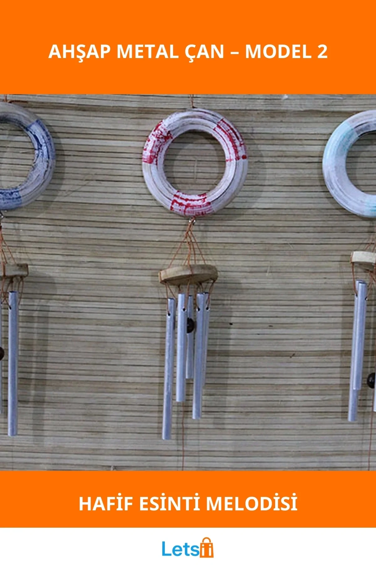 Ahşap Metal Çan Estetik Rüzgar Çanı Dekoratif Aksesuar