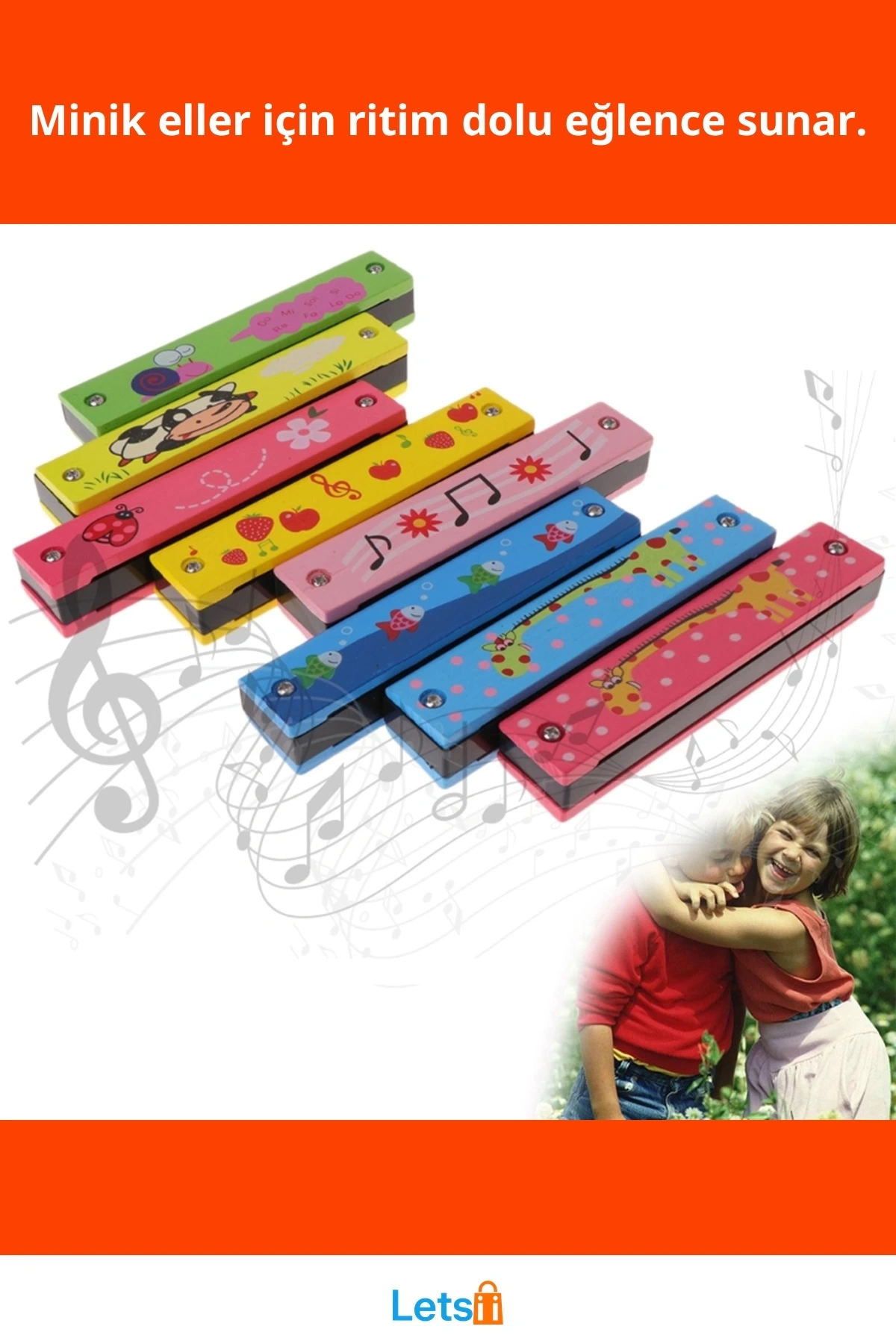 Ahşap Mızıka Renkli Eğlenceli Müzik Aleti