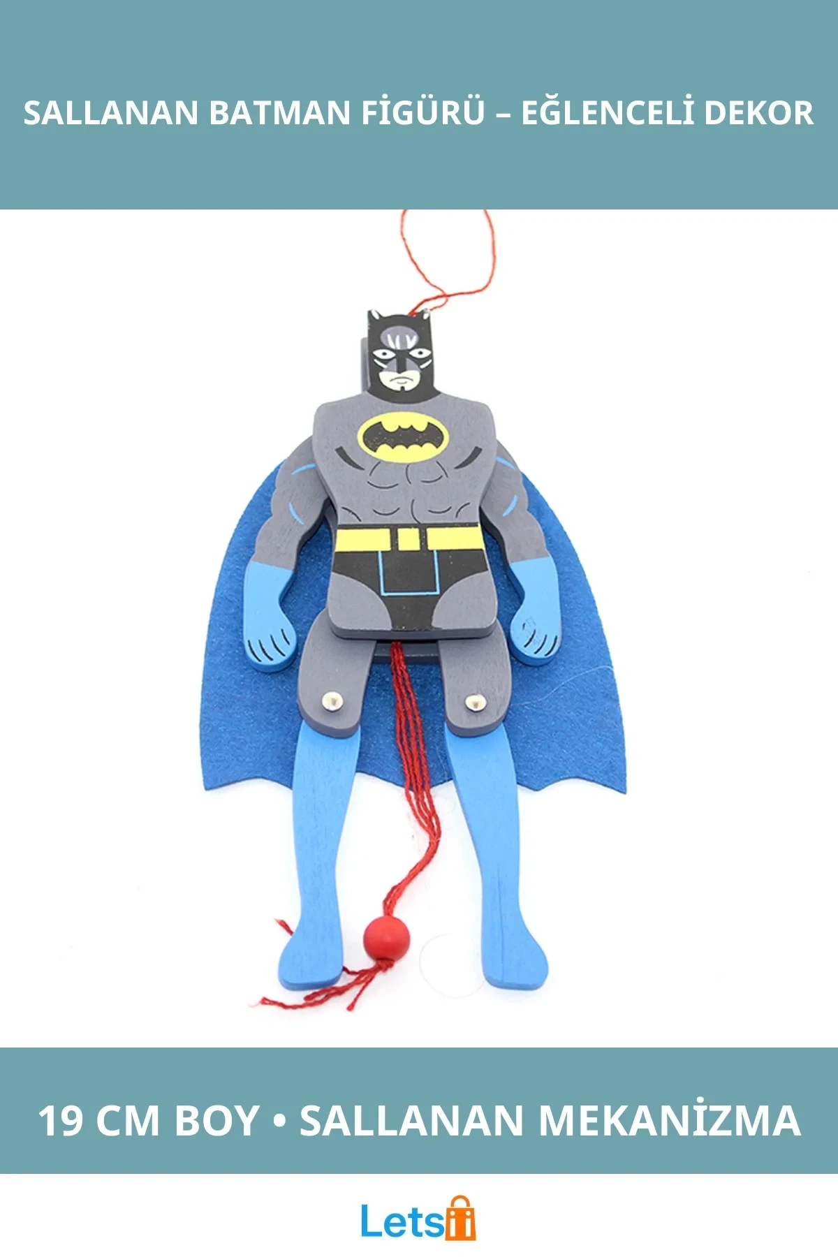 Ahşap Sallanan Batman Figürü 19 cm Eğlenceli Dekoratif Figür