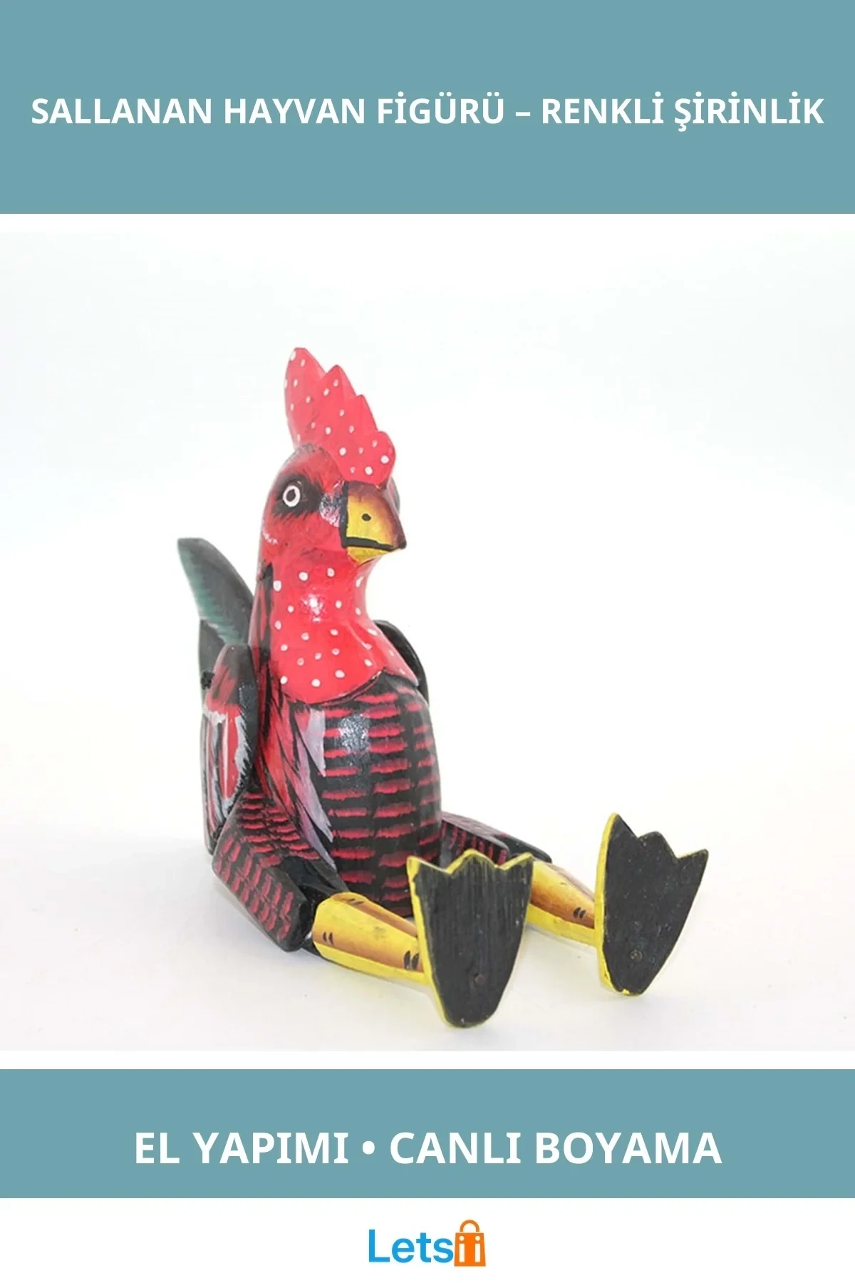 Ahşap Sallanan Renkli Hayvan Figürü