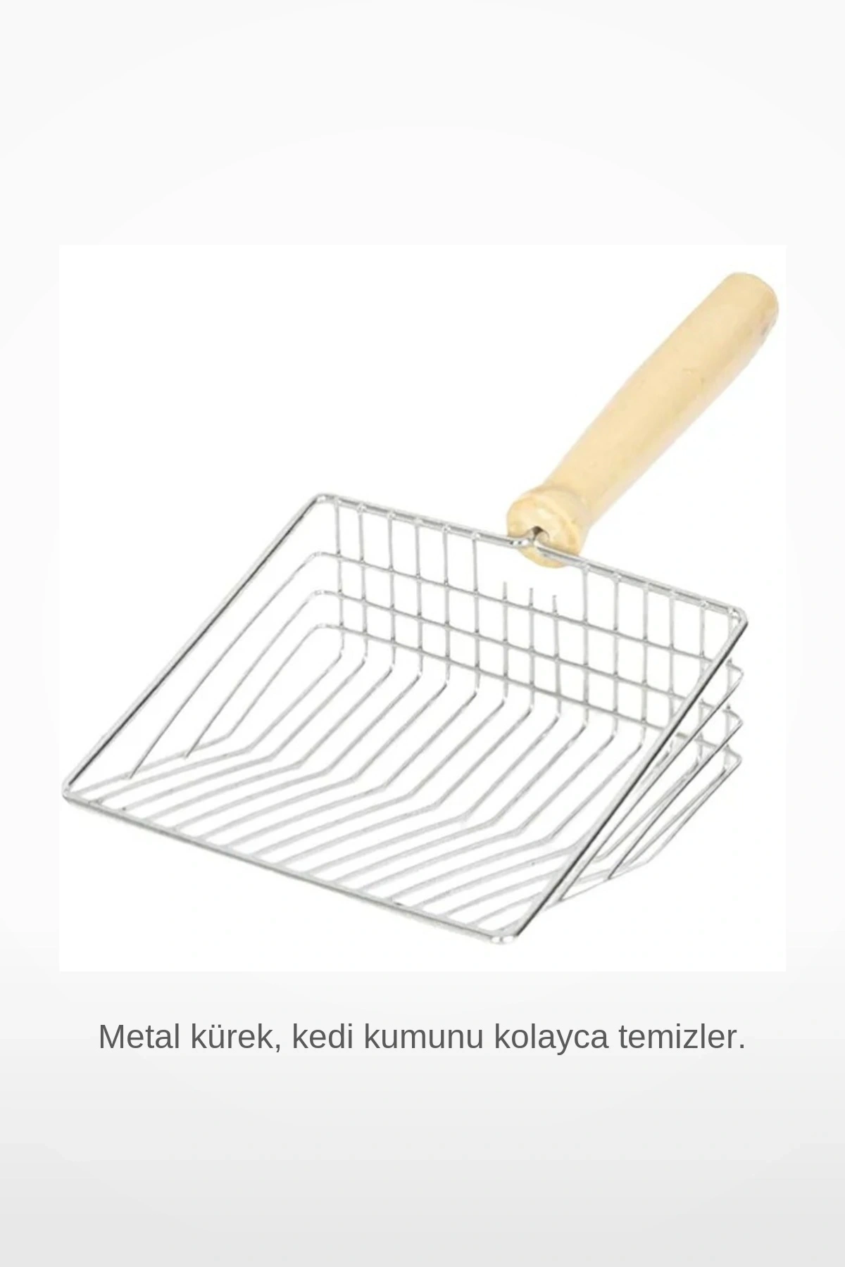 Ahşap Saplı Metal Kedi Kumu Temizleme Küreği