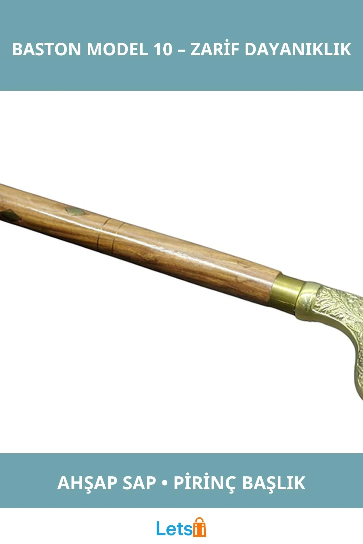 Ahşap Saplı Pirinç Baston Şık ve Dayanıklı Dekoratif Baston