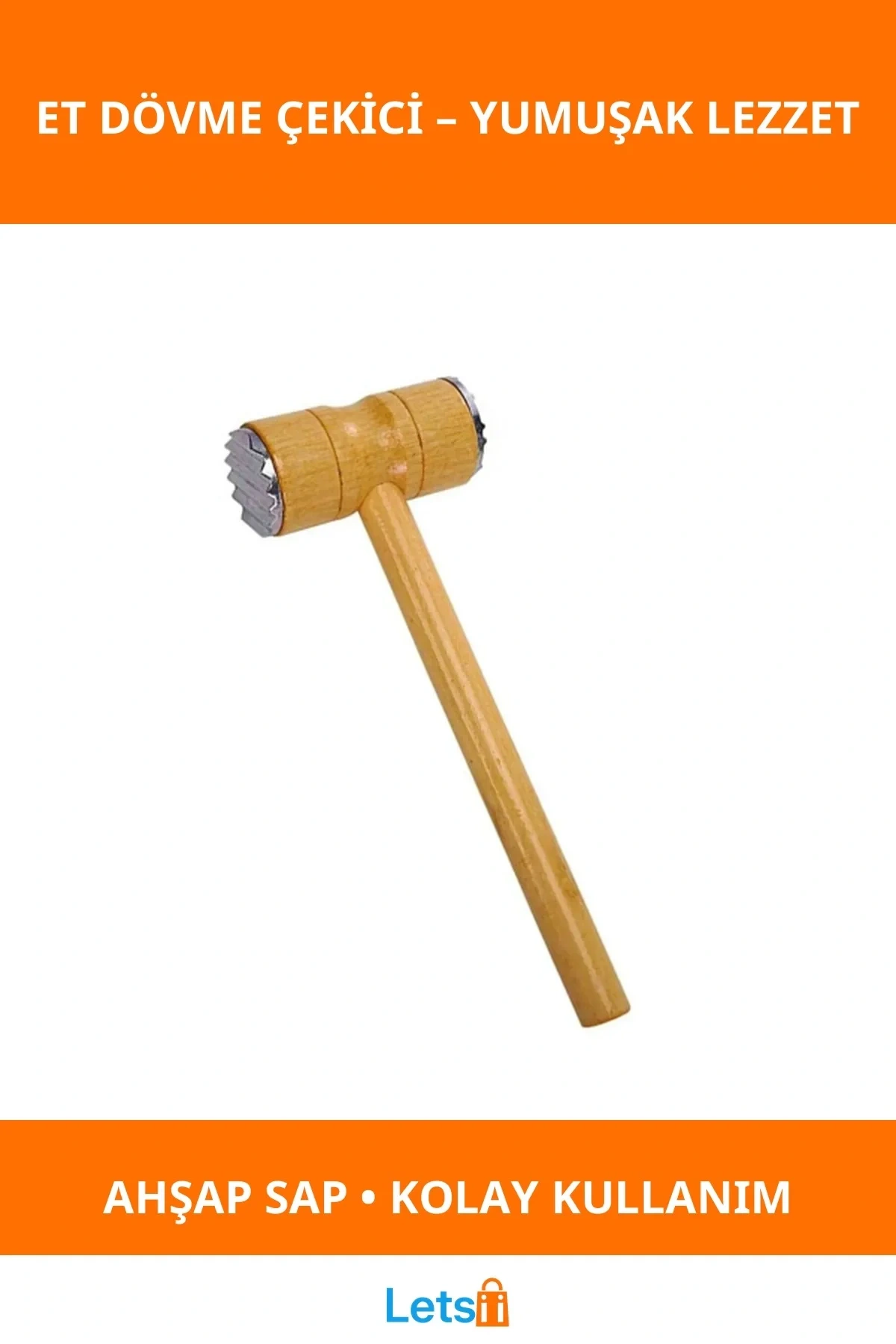 Ahşap Saplı Pratik Et Dövme Çekici Metal Dişli