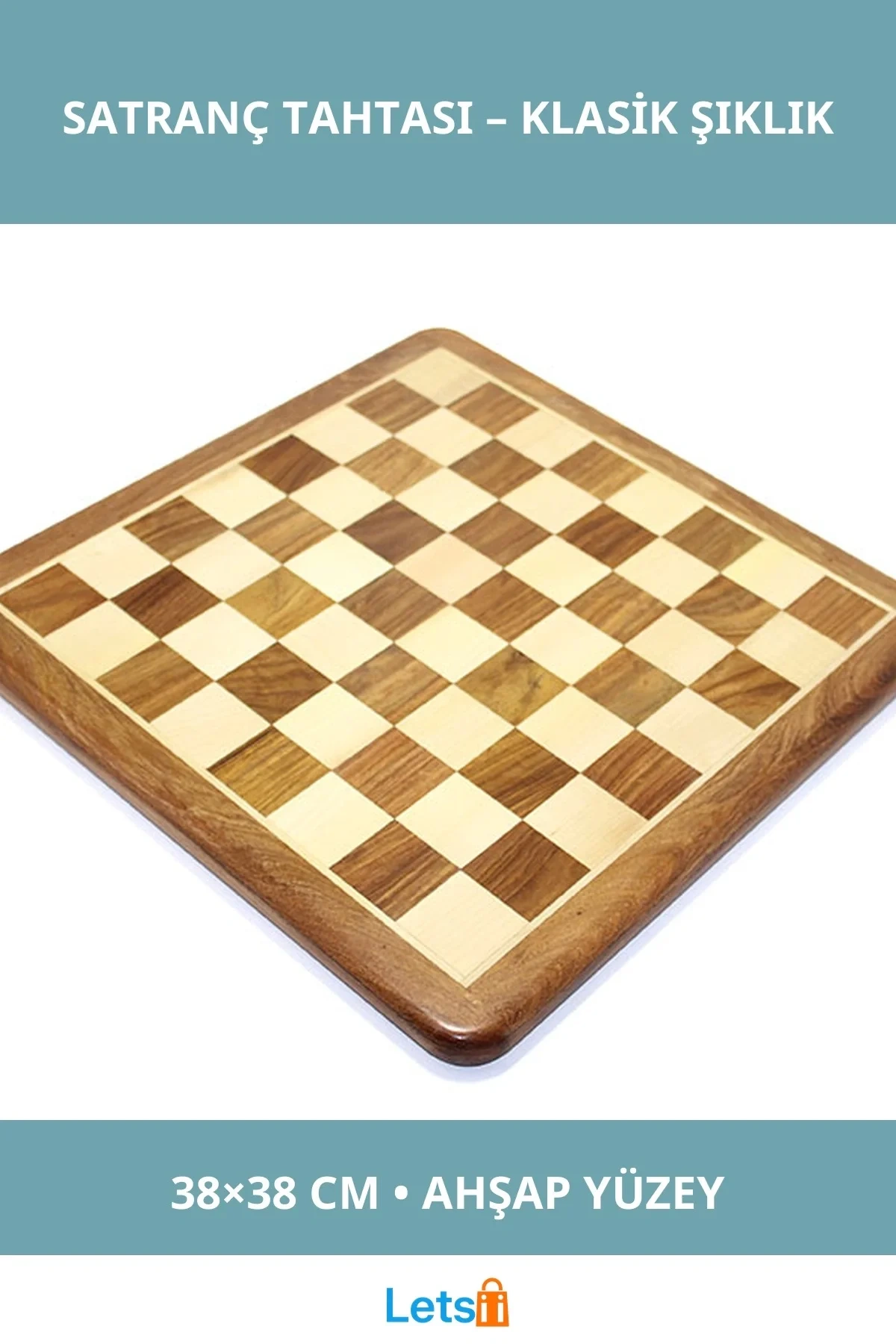 Ahşap Satranç Tahtası 38 cm Klasik ve Şık Tasarım