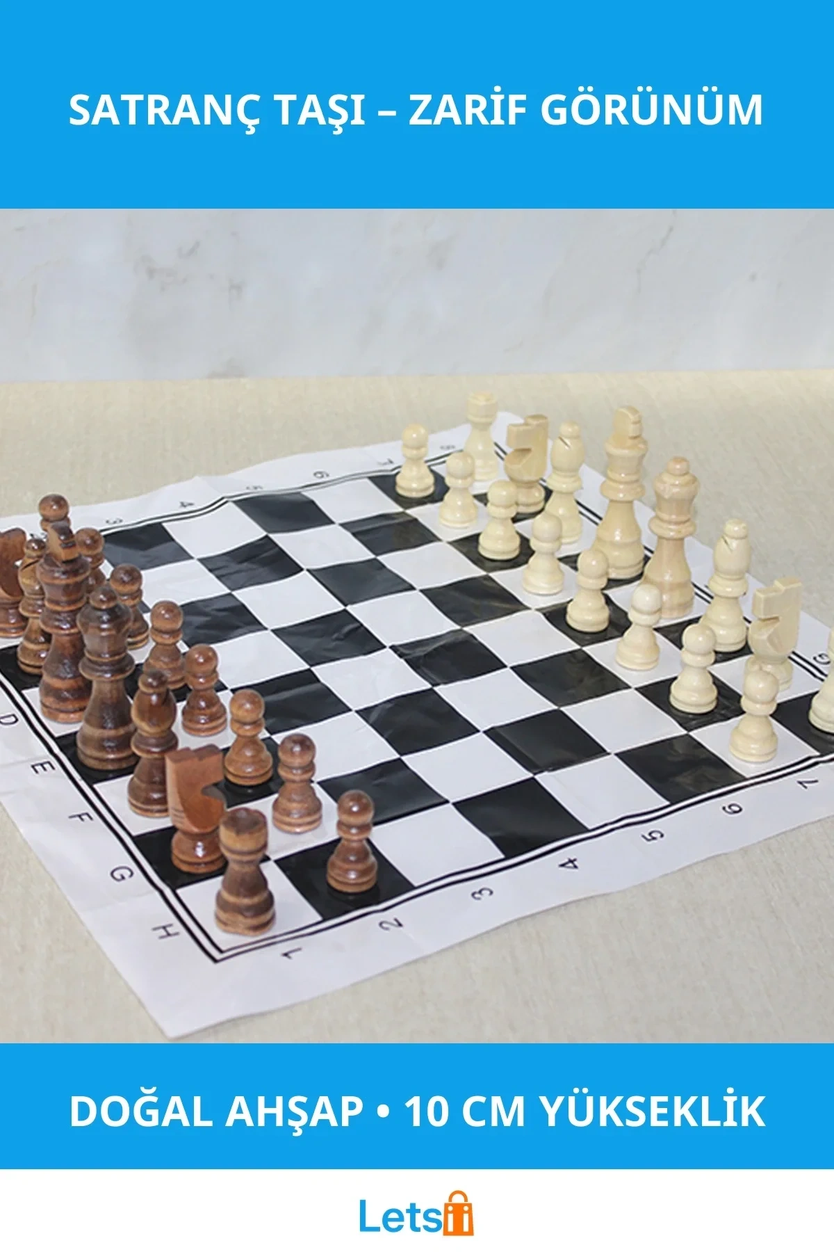 Ahşap Satranç Taşı 10 cm Estetik ve Dayanıklı Oyun Taşı