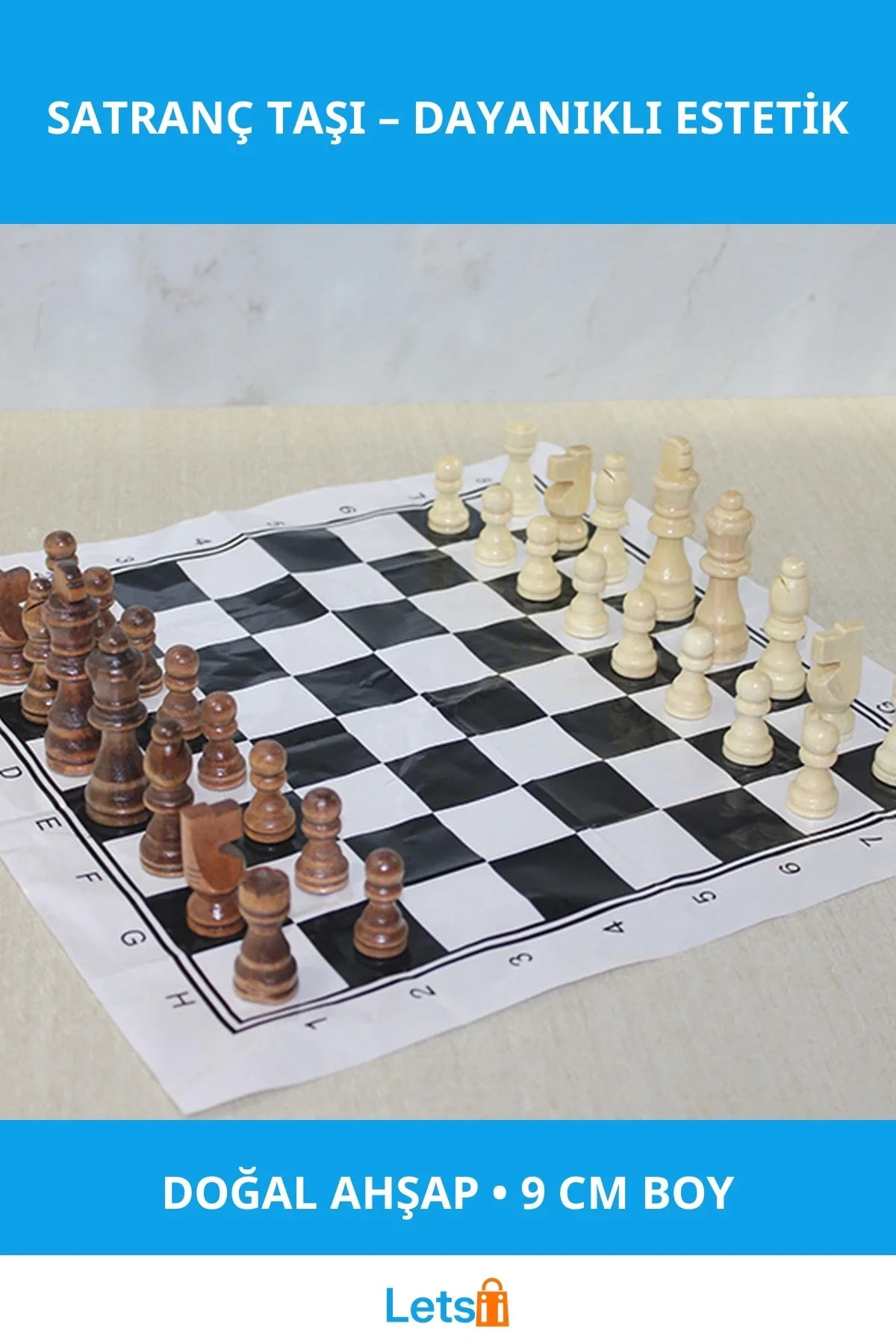 Ahşap Satranç Taşı 9 cm Ergonomik ve Şık Oyun Taşı