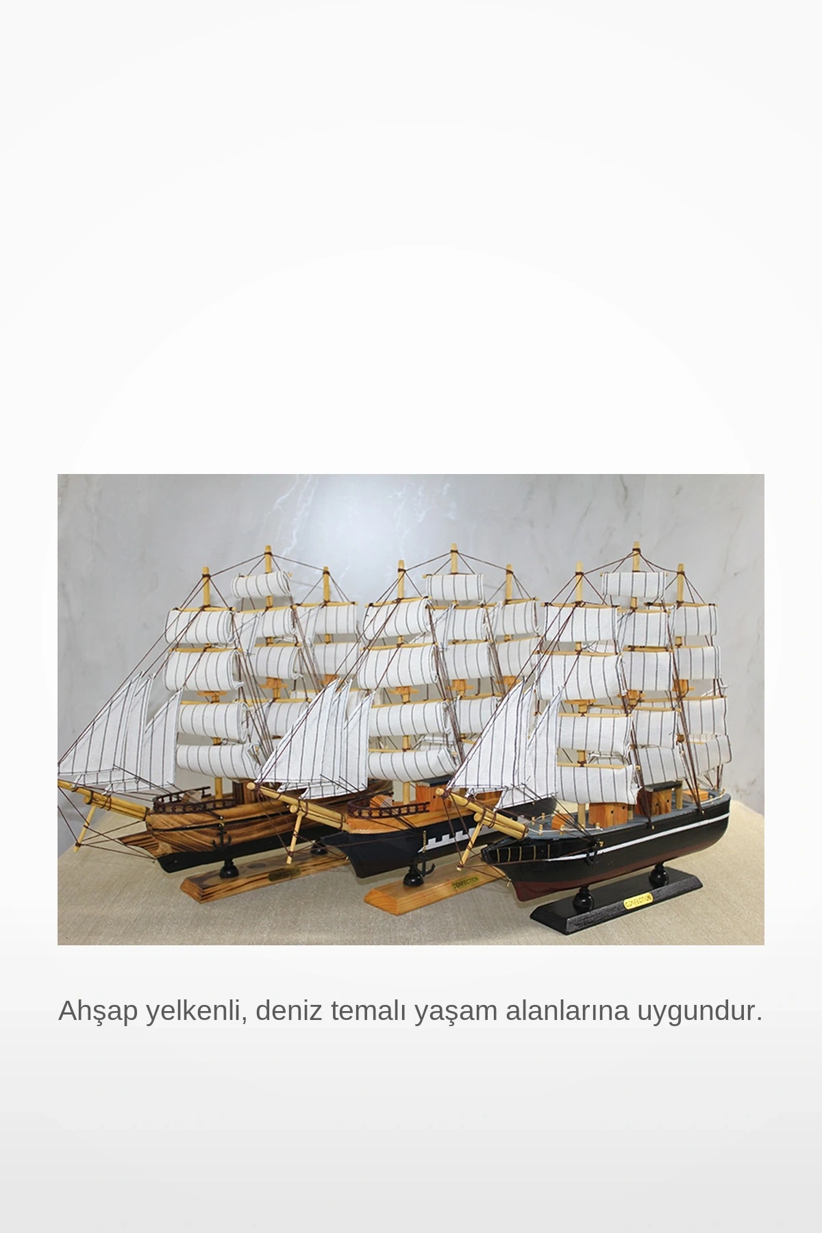 Ahşap Yelkenli Gemi Modeli 40x35cm Dekoratif Denizci Hediyesi