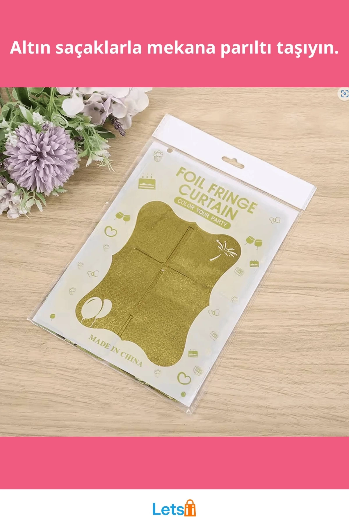 Altın Gold Renk Parlak Fon Perde Dekor 1x2 metre