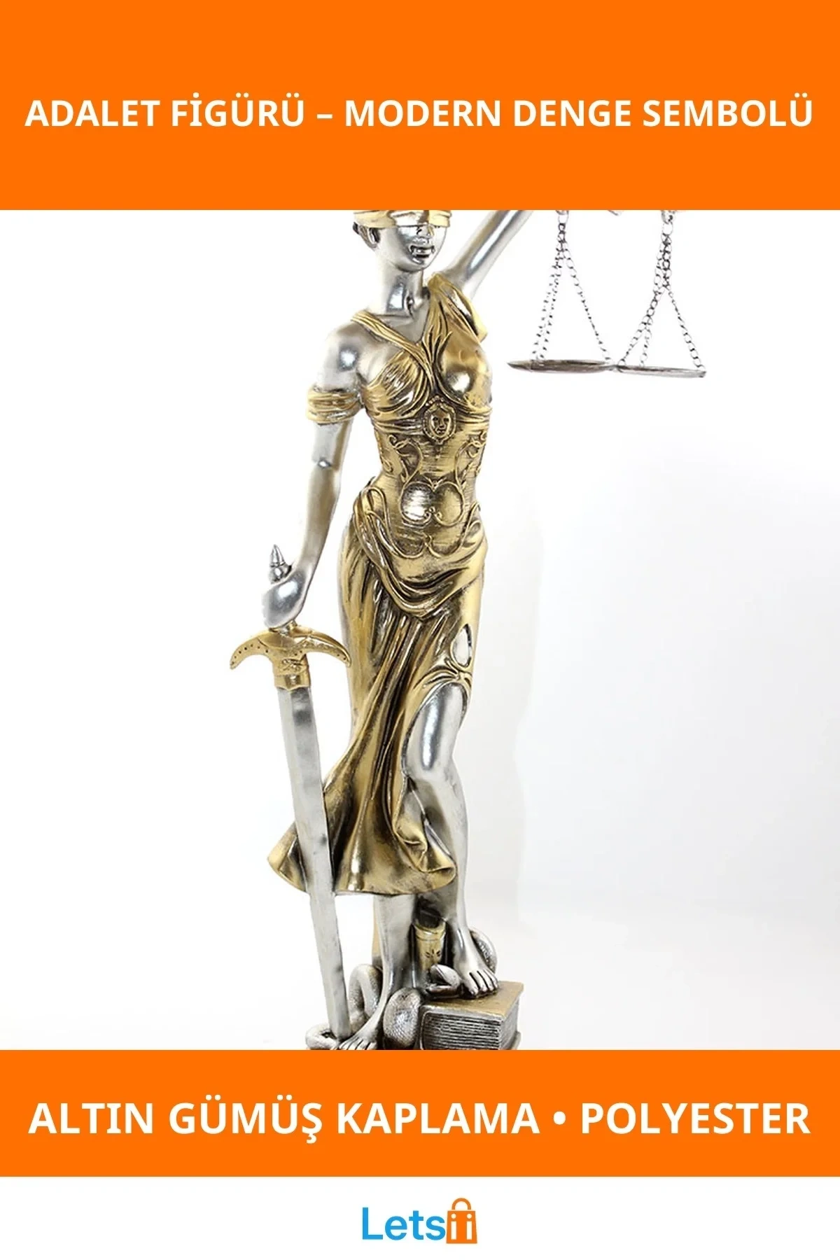 Altın Gümüş Polyester Adalet Figürü Modern Dekorasyon