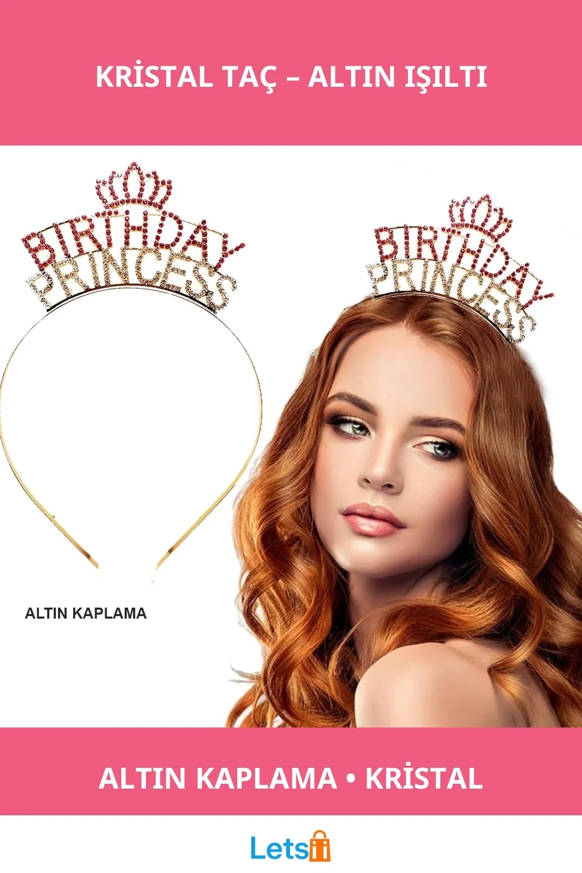 Altın Kaplama Kristal Taç Doğum Günü Prensesi