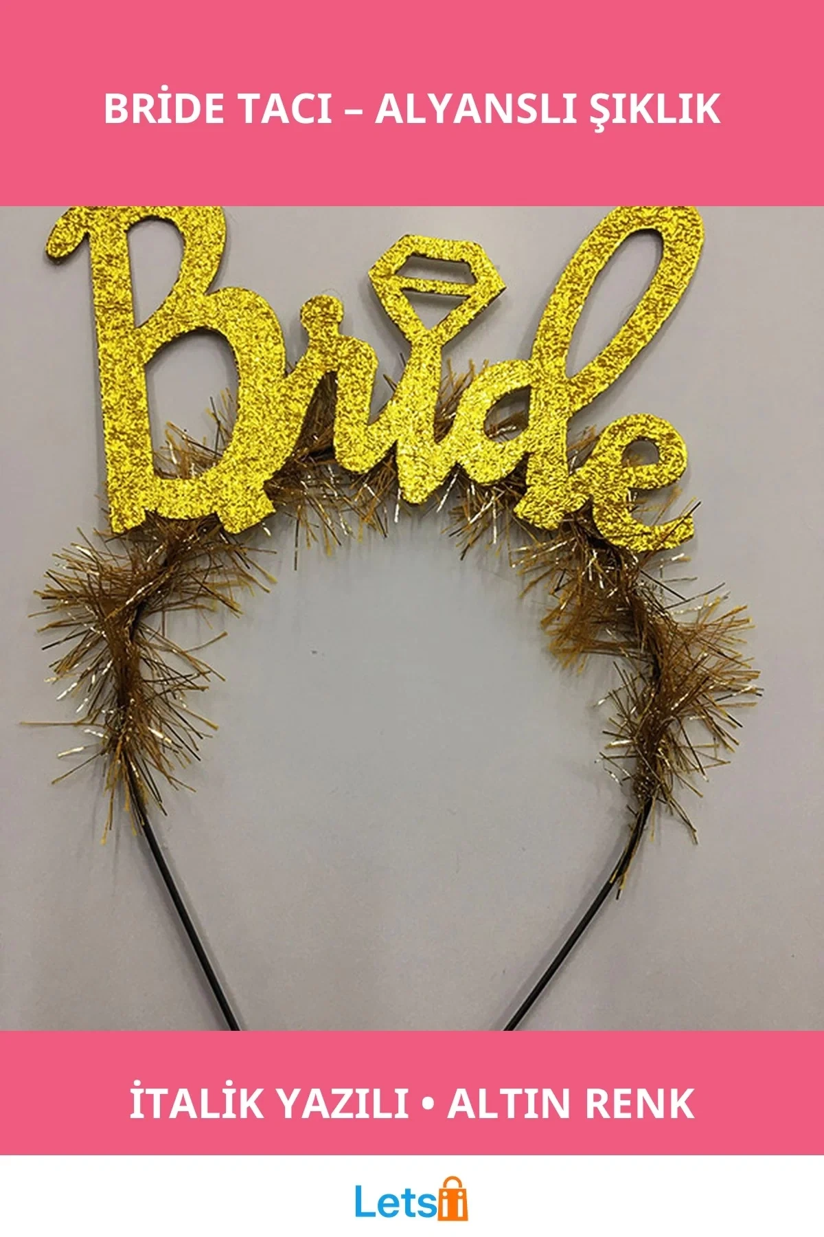 Altın Renk Alyanslı Bride Taç Bekarlığa Veda Partileri İçin Şık Aksesuar