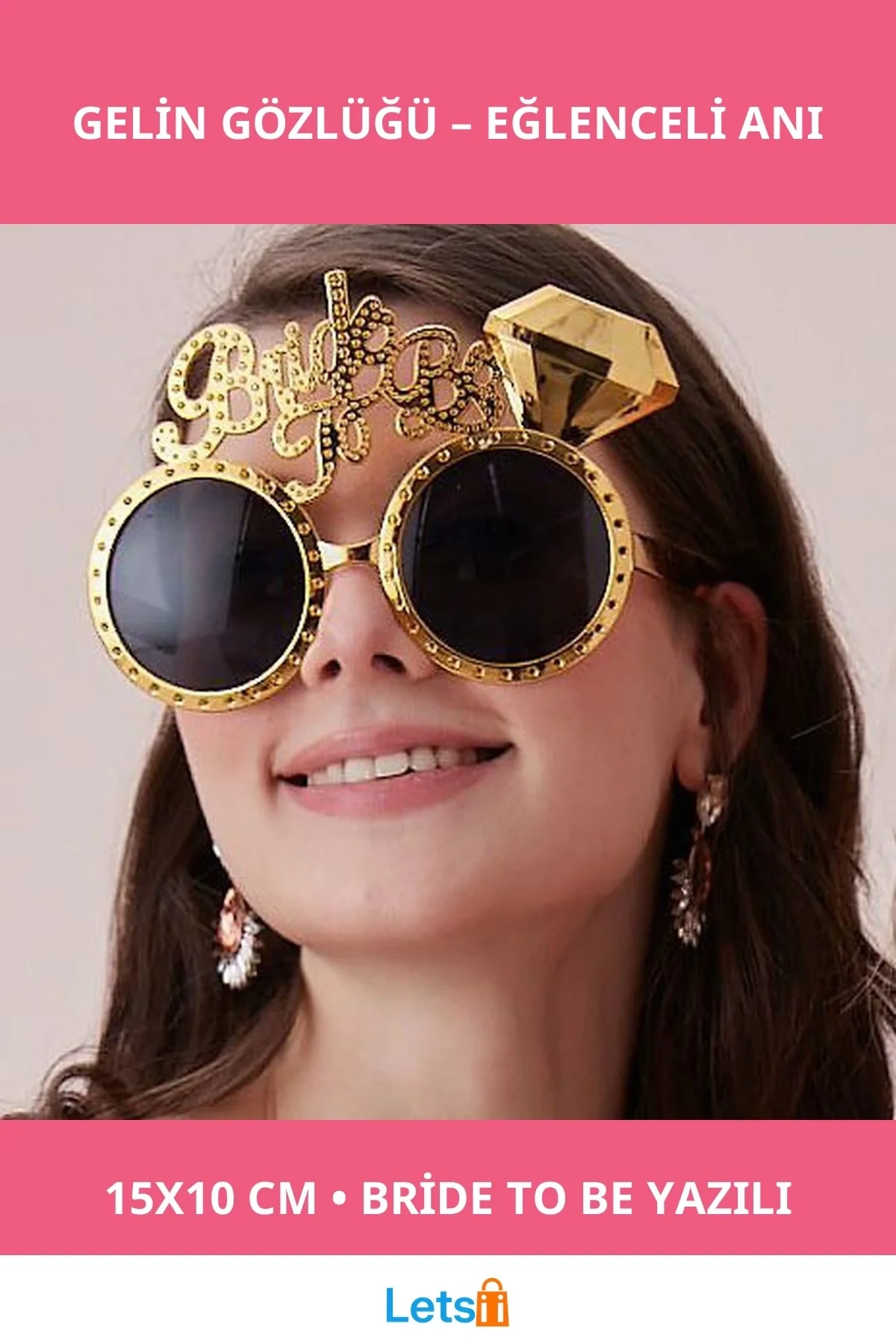 Altın Renk Bride To Be Yazılı Gelin Gözlüğü