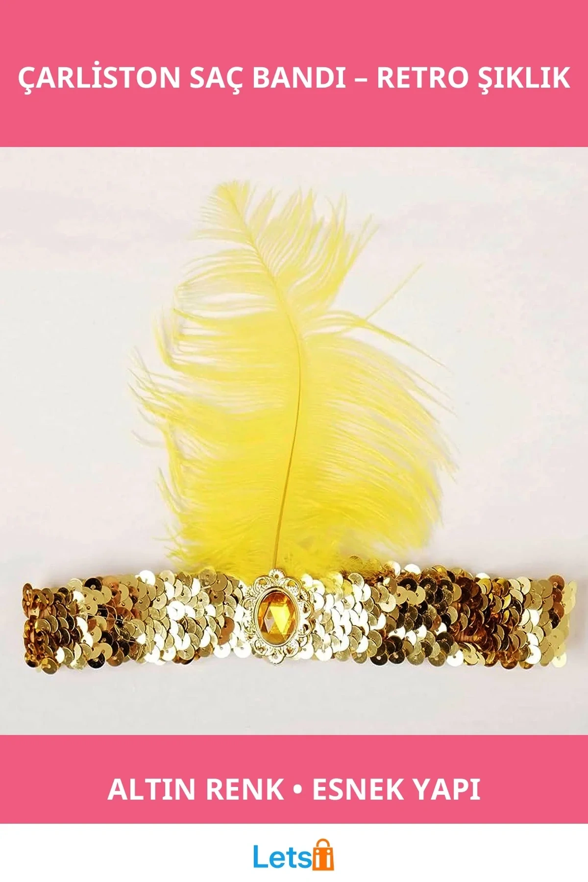 Altın Renk Göz Alıcı Çarliston Saç Bandı