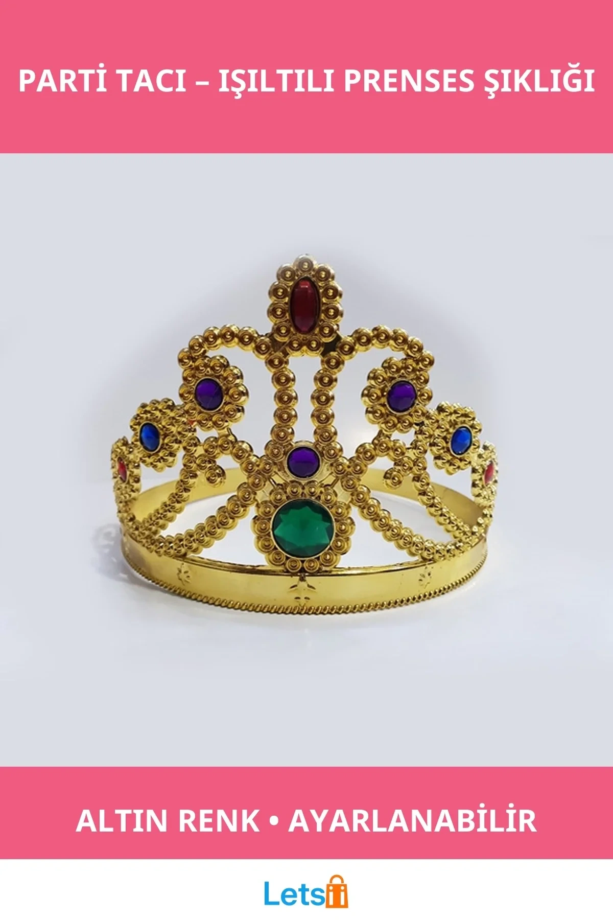 Altın Renk Prenses Parti Tacı Ayarlanabilir Özellikli