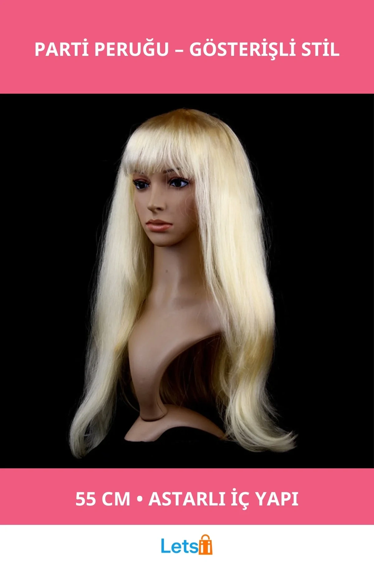 Altın Renk Uzun Parti Peruğu 55 cm