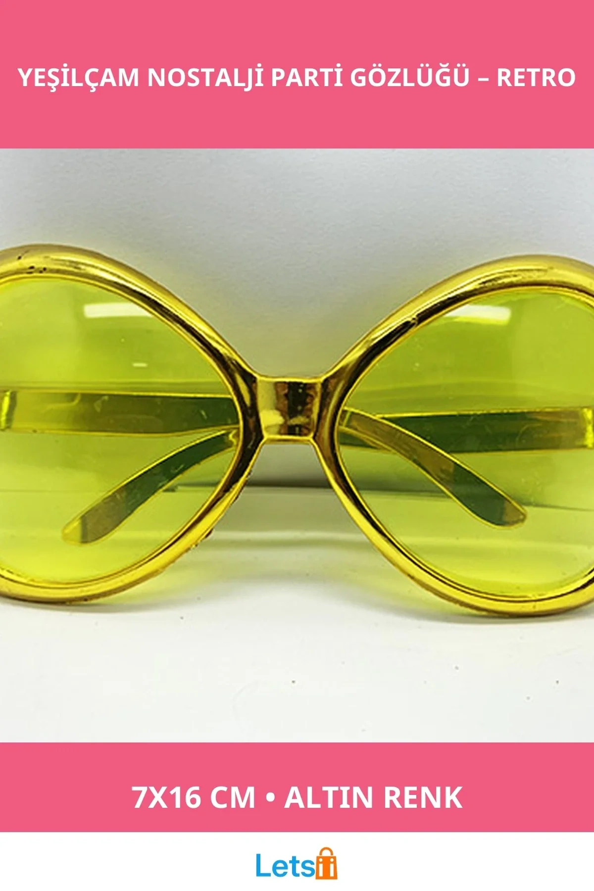 Altın Renk Yeşilçam Nostalji Parti Gözlüğü 7x16 cm