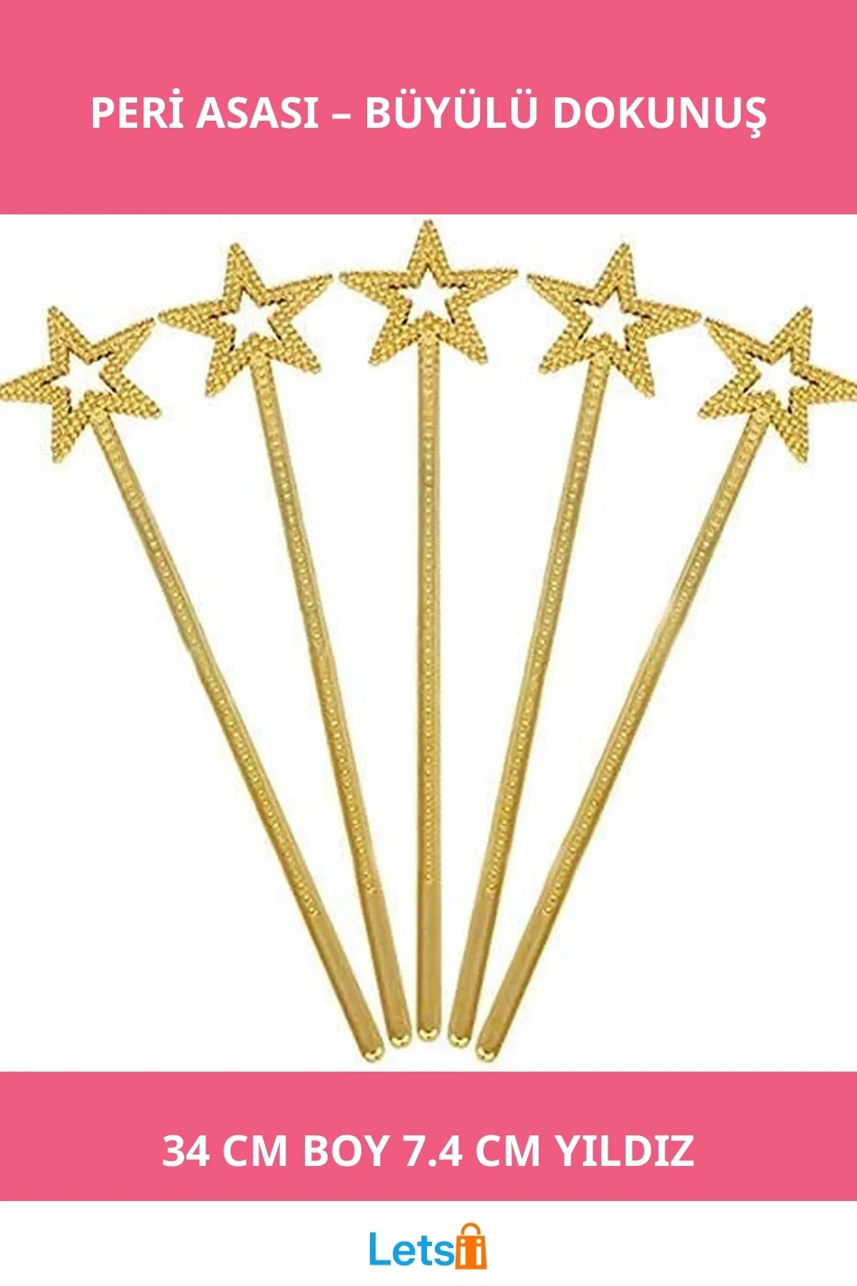 Altın Renk Yıldız Peri Asası 34cm