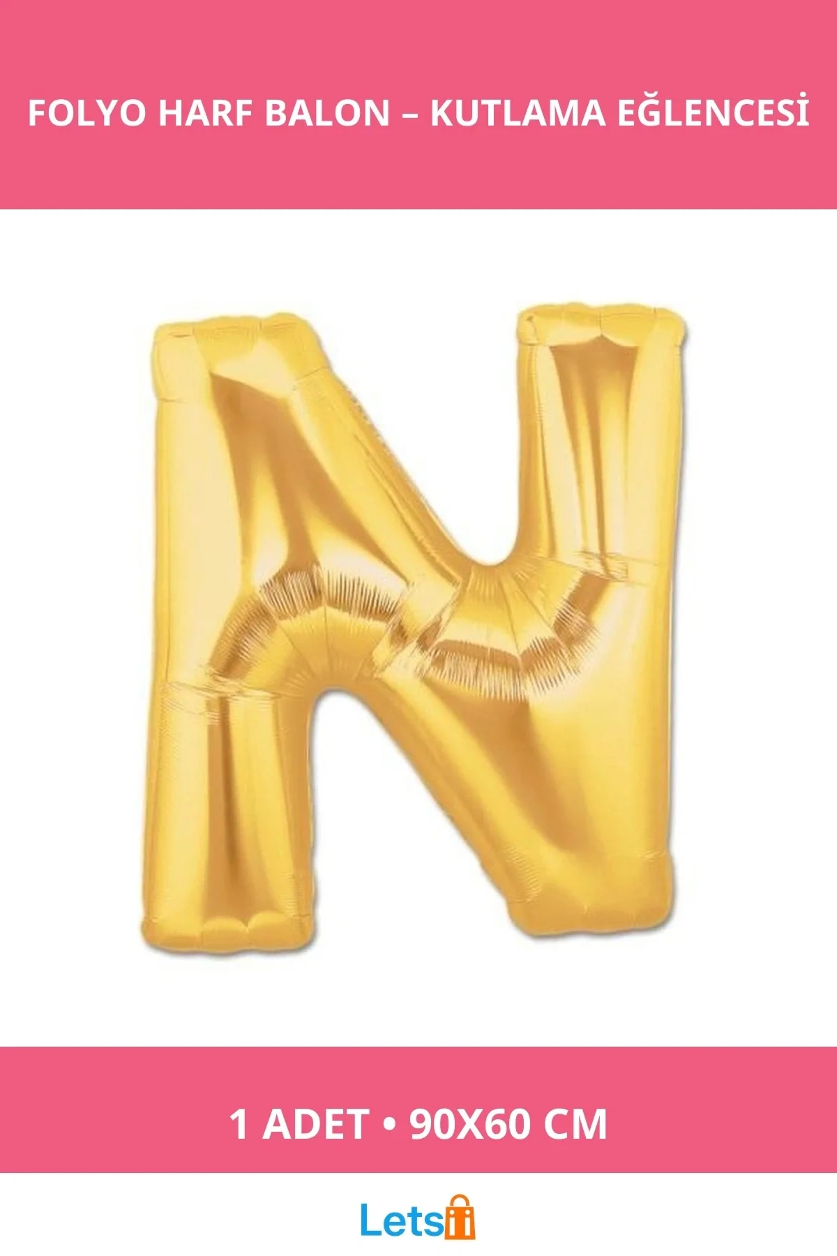 Altın Sarısı Folyo Harf Balon 90 cm Uçan Balon