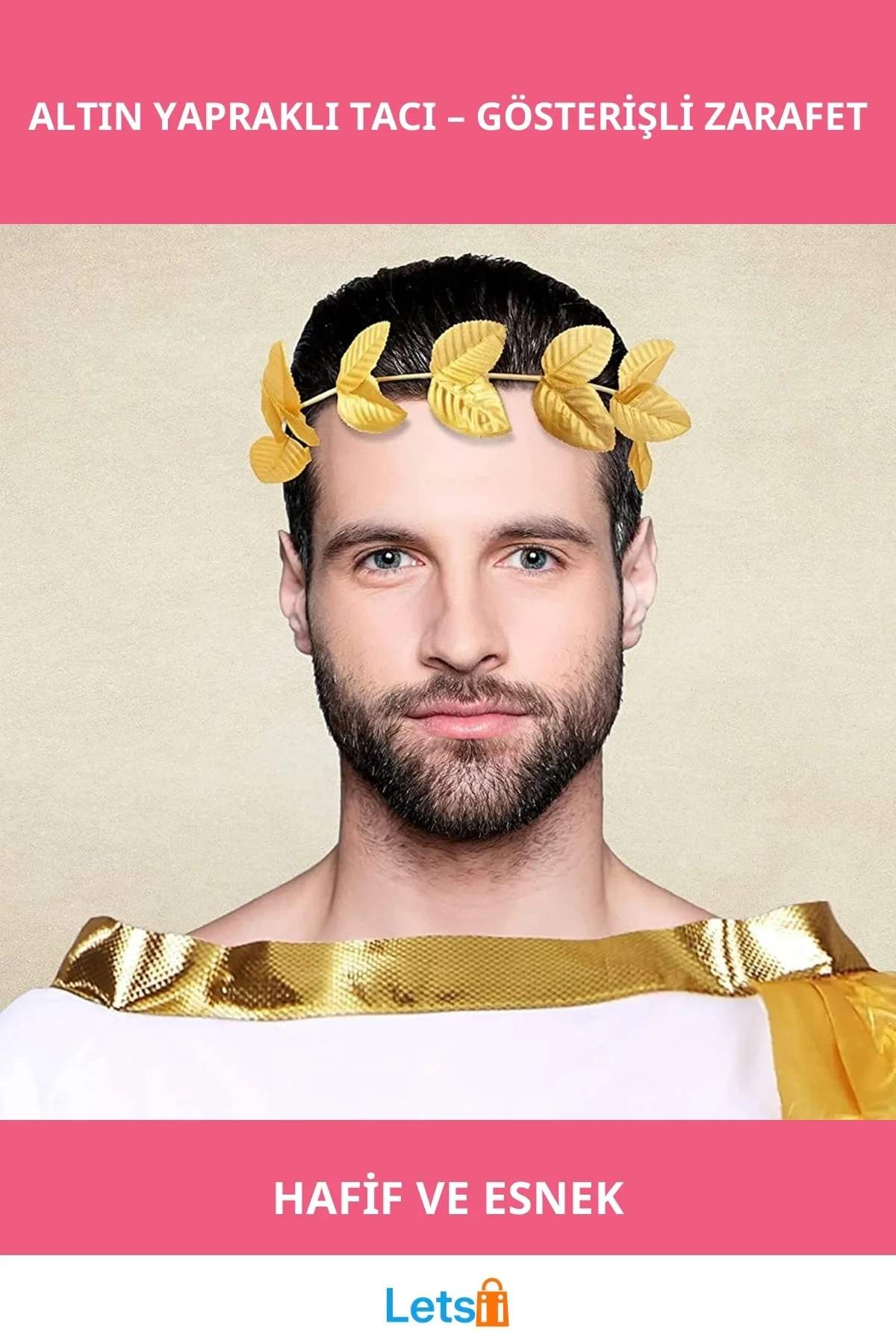 Altın Yapraklı Roma Bizans Sezar Tacı Kostüm Aksesuarı