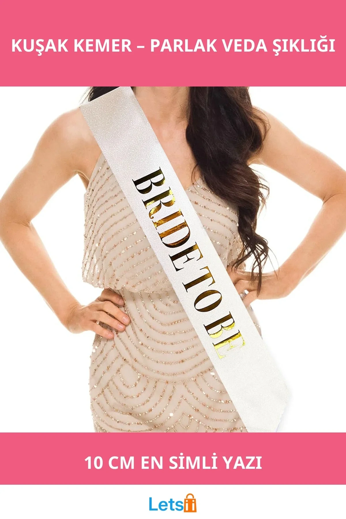 Altın Yazılı Simli Bride To Be Kuşak Kemer