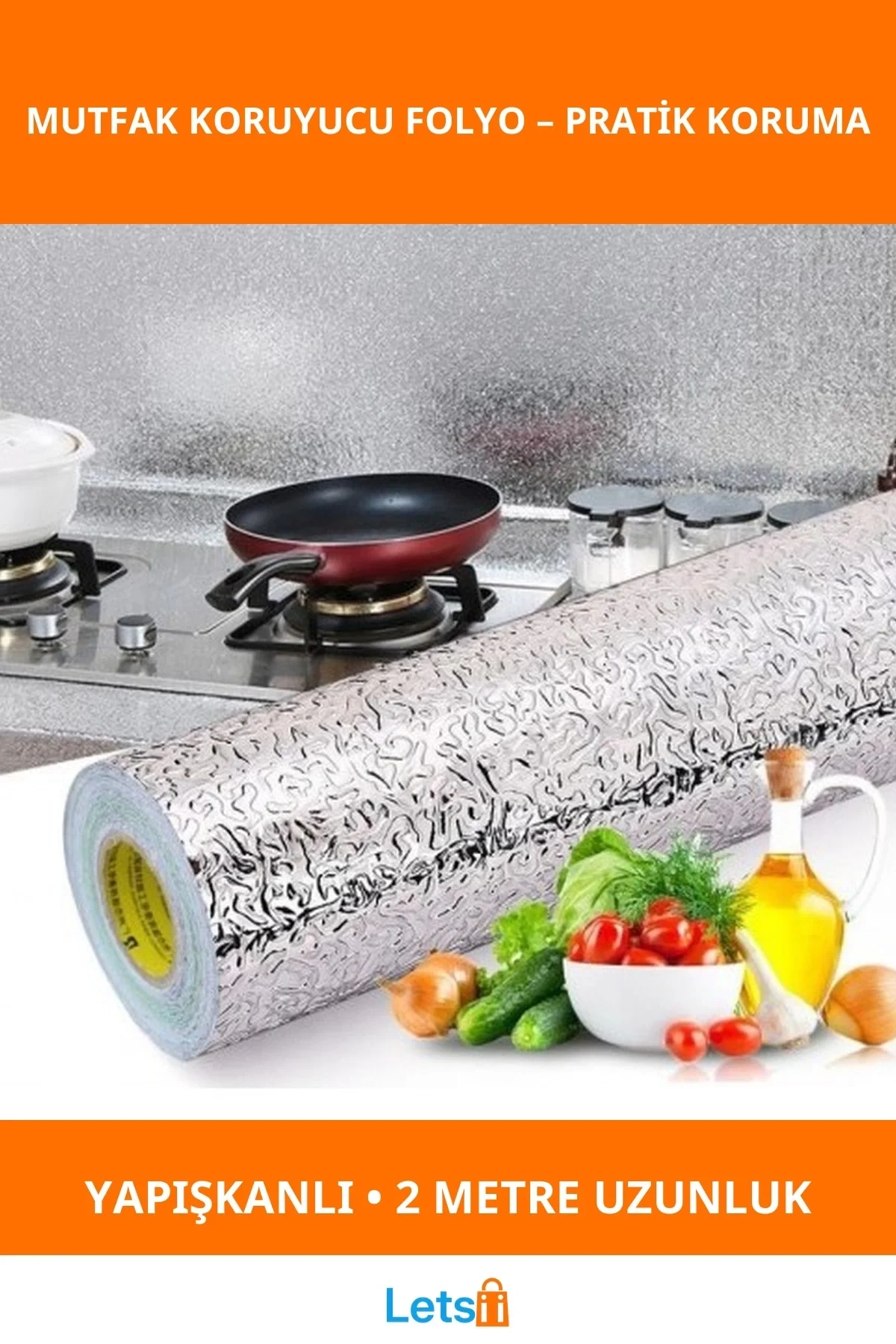 Alüminyum Folyo Yapışkanlı Mutfak Koruyucu Folyo 2 Metre