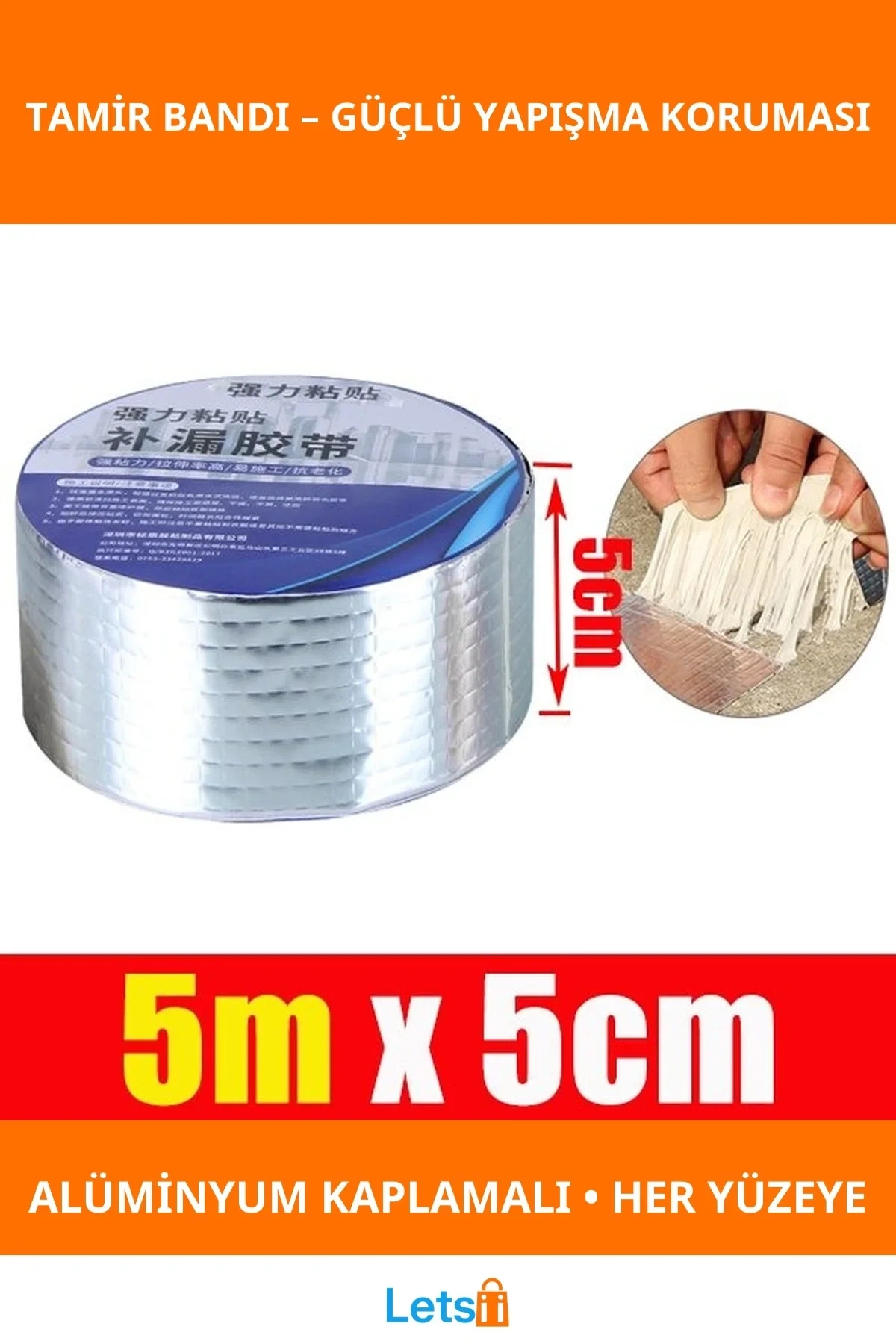 Alüminyum İzolasyon Dayanıklı Tamir Bantı 5m x 5cm