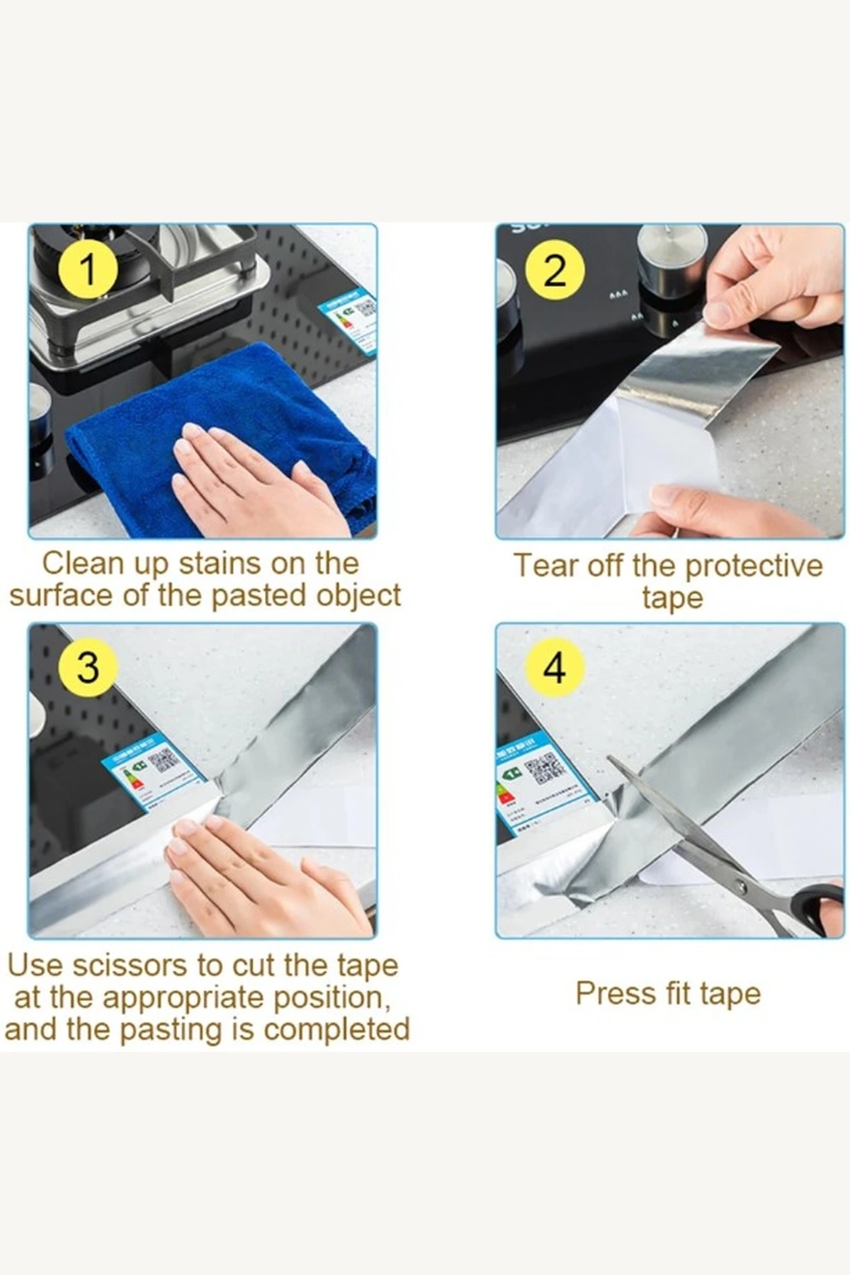 Alüminyum Su Geçirmez Yanmaz Ocak Lavabo Kenar Sızdırmazlık Bandı 3cm x 5m