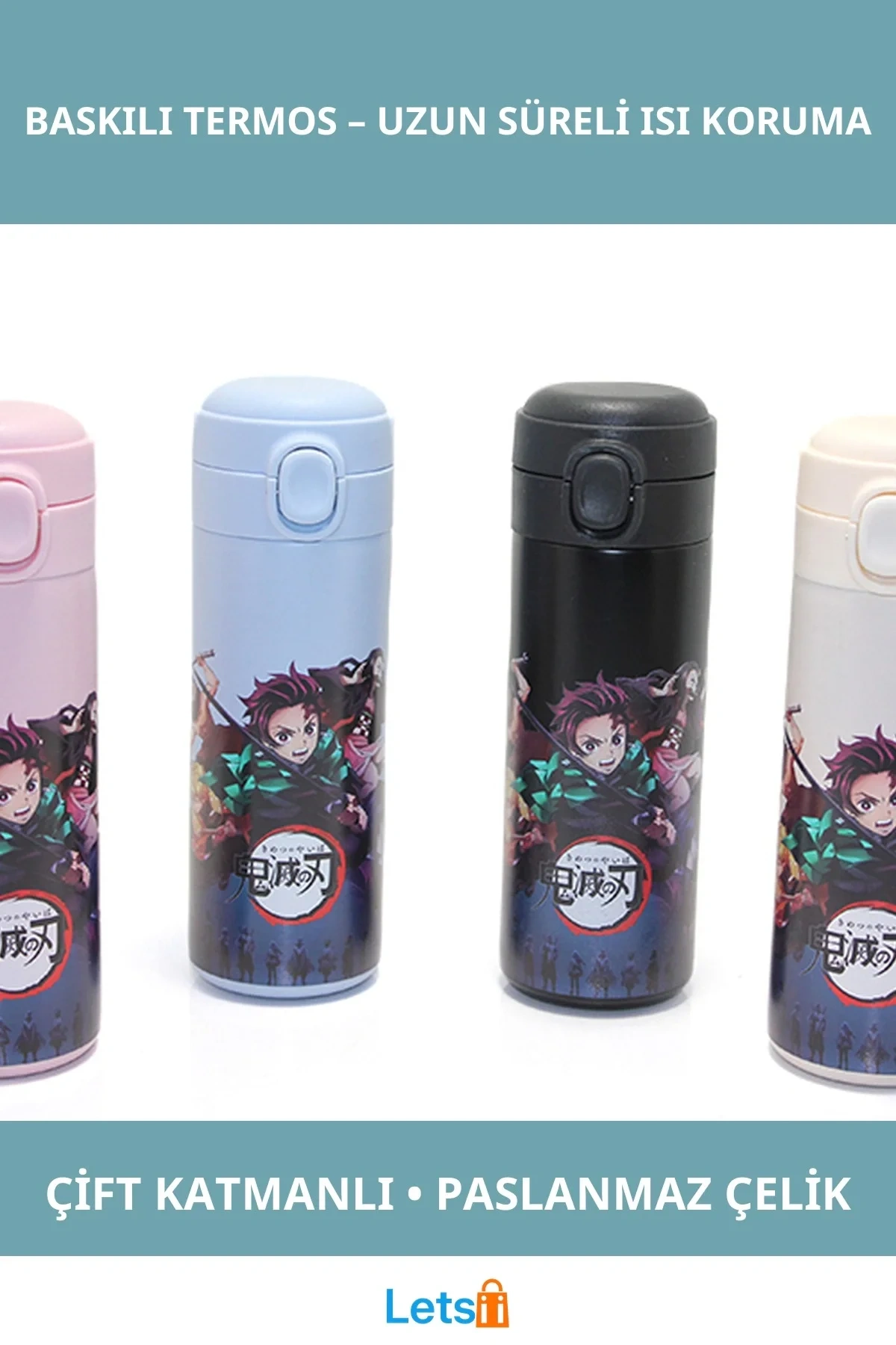 Anime Baskılı Paslanmaz Çelik Termos Sızdırmaz 1 Adet