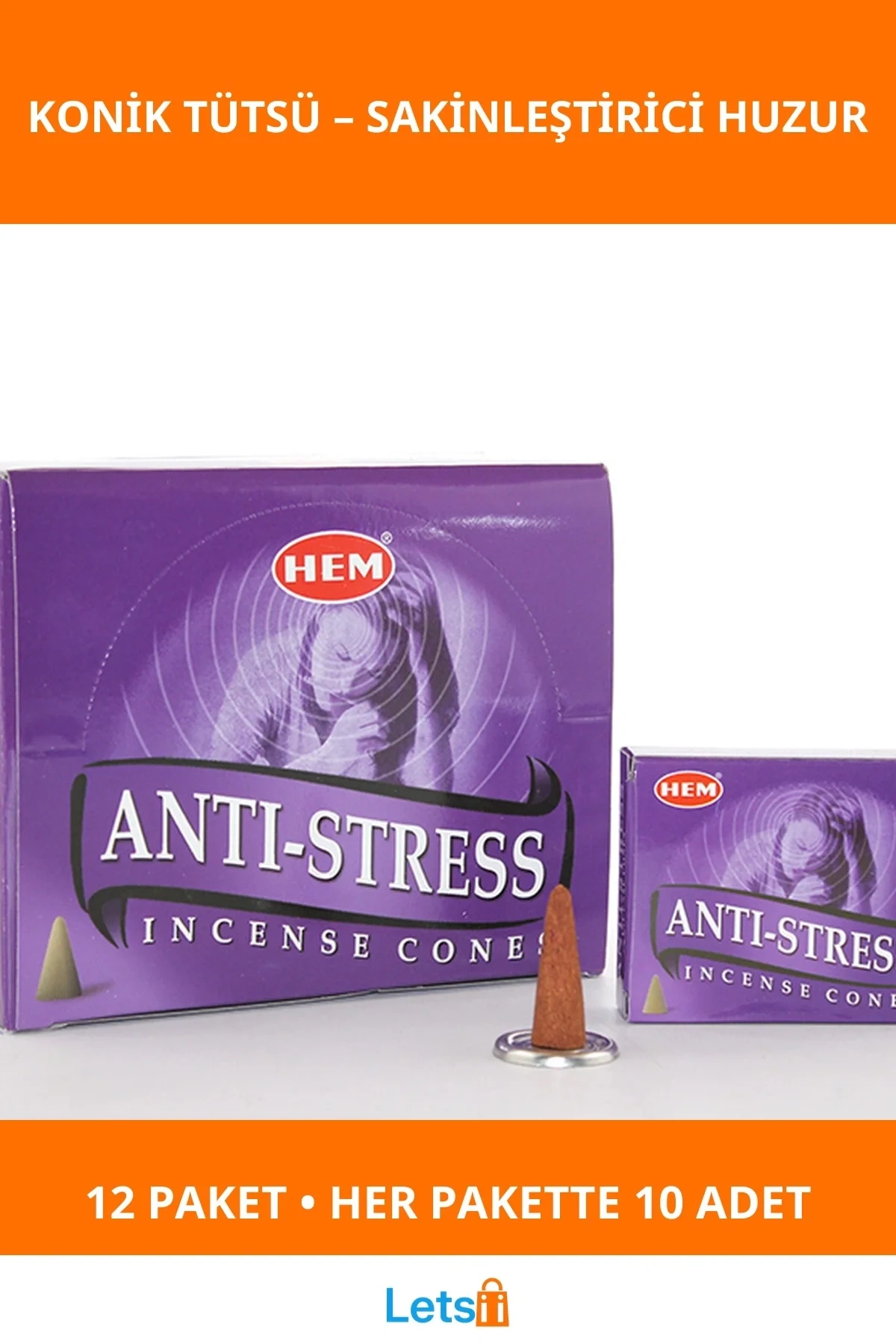 Anti Stress Aromalı Konik Tütsü 12 Paket 120 Adet