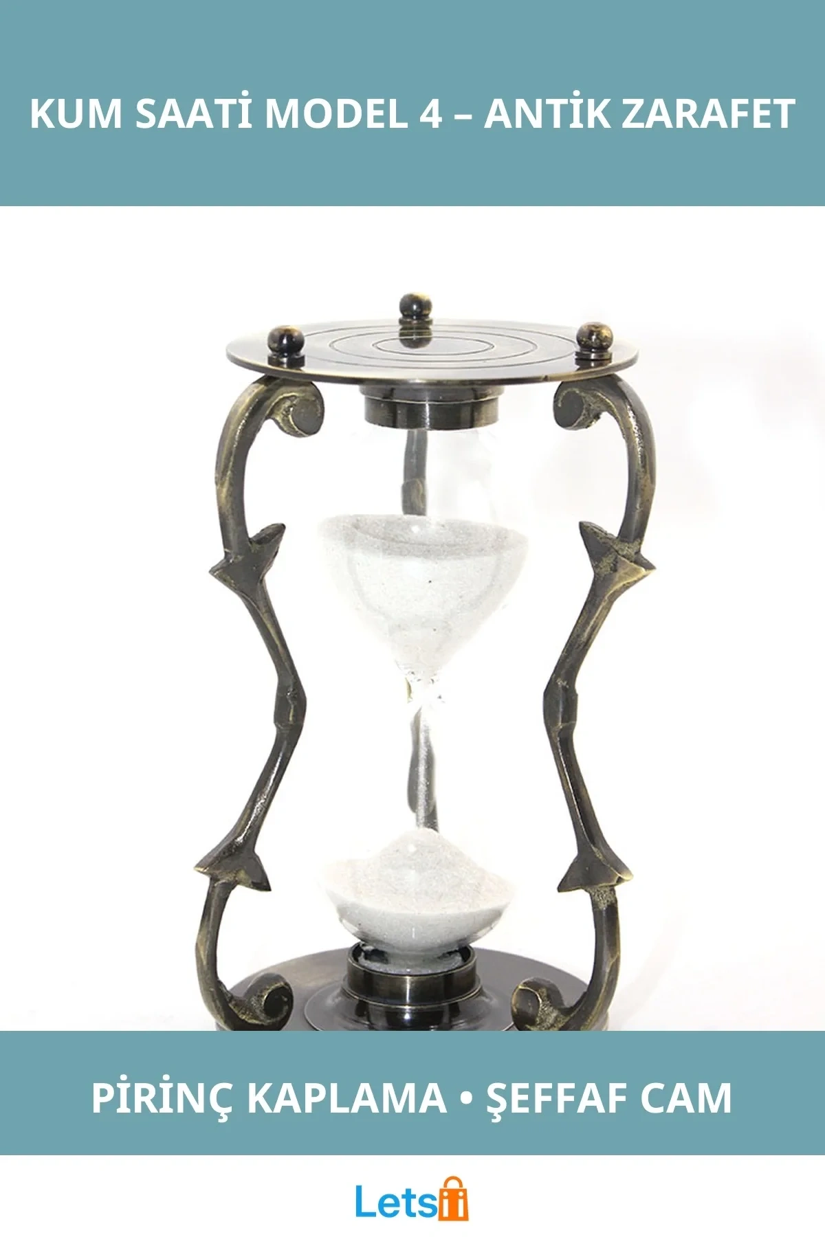 Antik Pirinç Kaplama Dekoratif Kum Saati