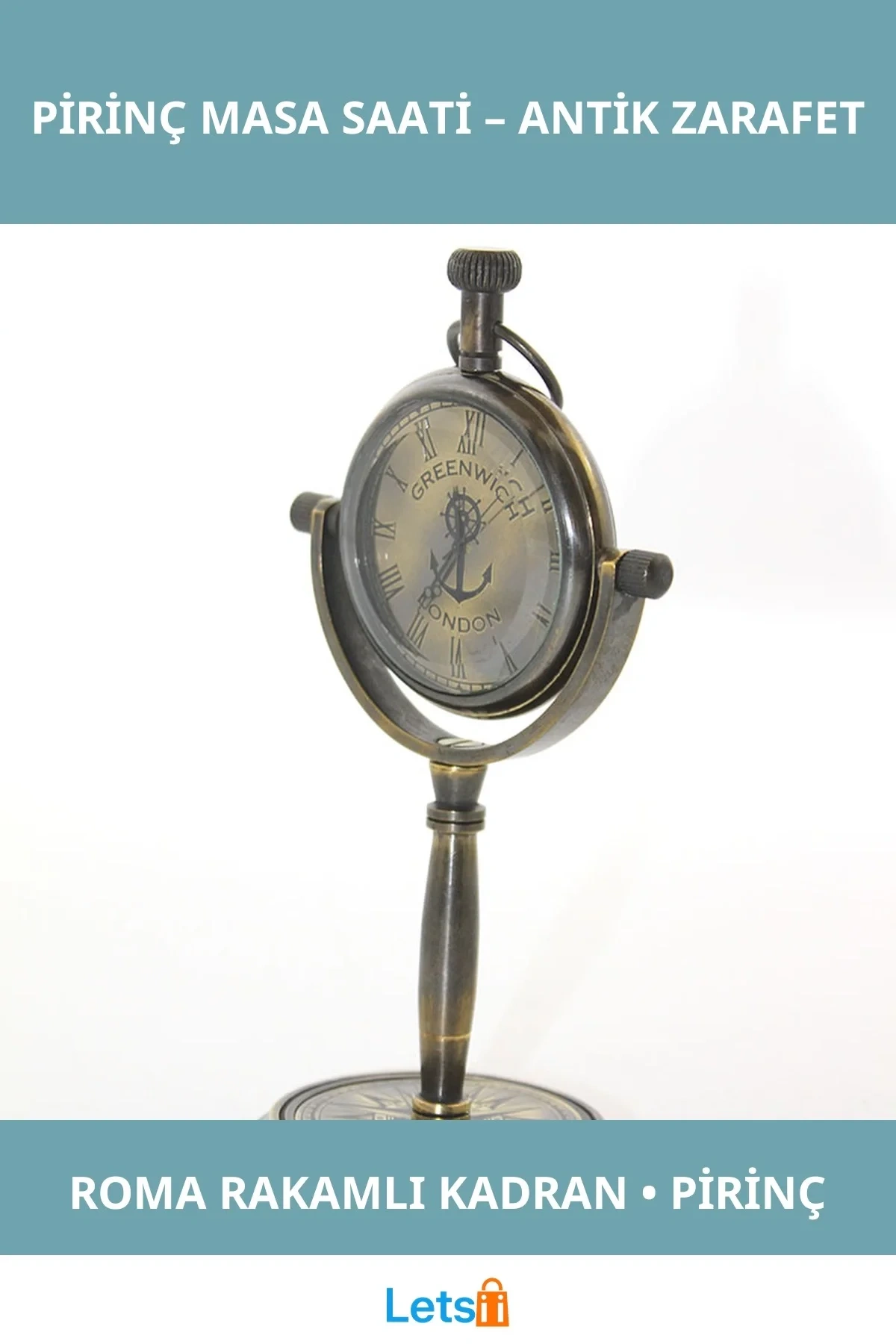 Antik Tasarımlı Pirinç Masa Saati