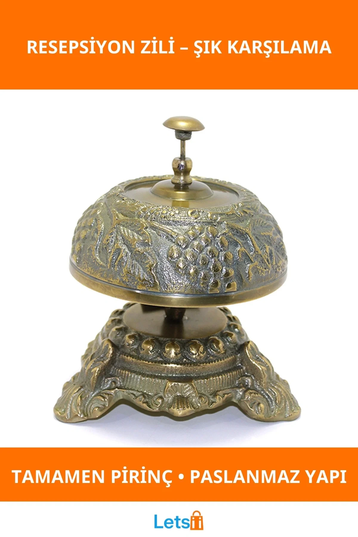 Antik Tasarımlı Pirinç Resepsiyon Zili