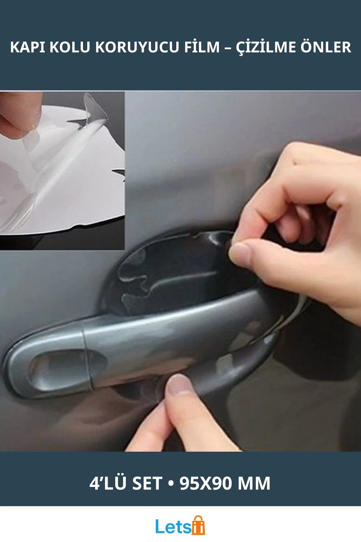 Araba Kapı Kolu Koruyucu Film 4lü Set 95x90mm