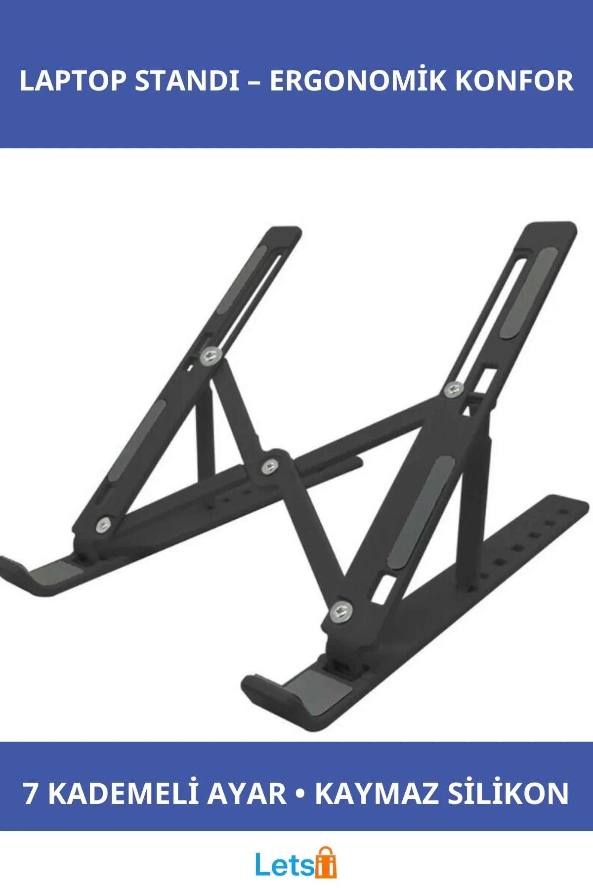 Ayarlanabilir Ergonomik Laptop Standı 7 Kademeli Siyah Pembe Beyaz