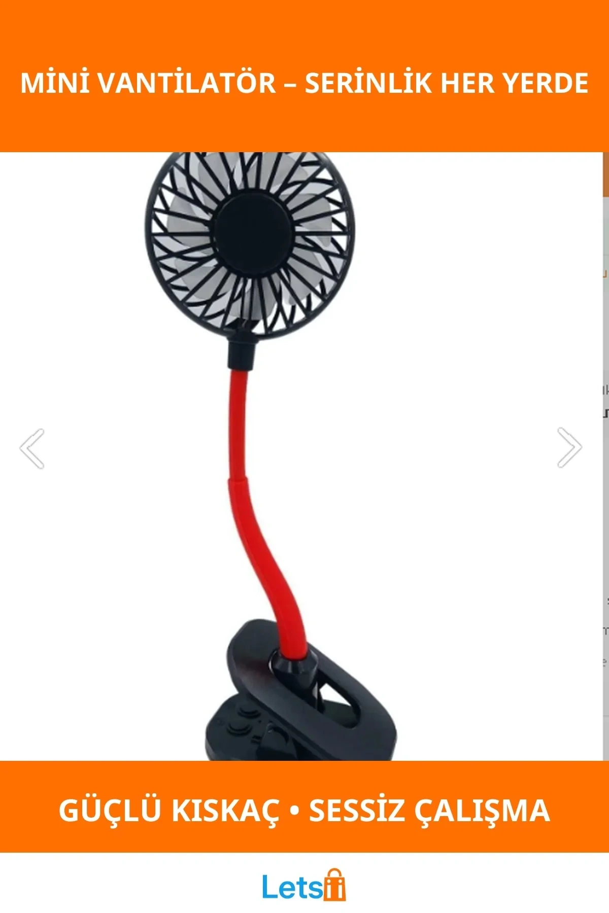 Ayarlanabilir Kıskaçlı Masa Üstü Mini Vantilatör