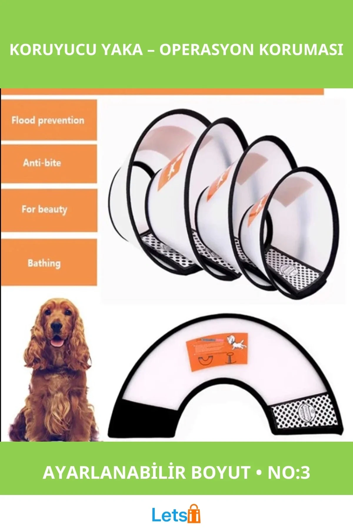 Ayarlanabilir Koruyucu Yaka Küçük ve Büyük Irklar için 3 Numara