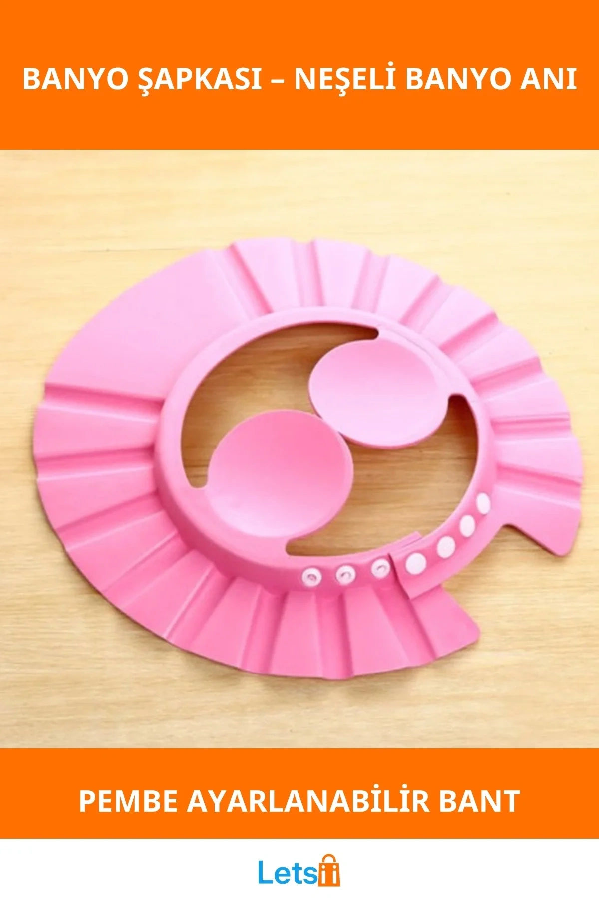 Ayarlanabilir Kulaklıklık Bebek Banyo Şapkası Pembe