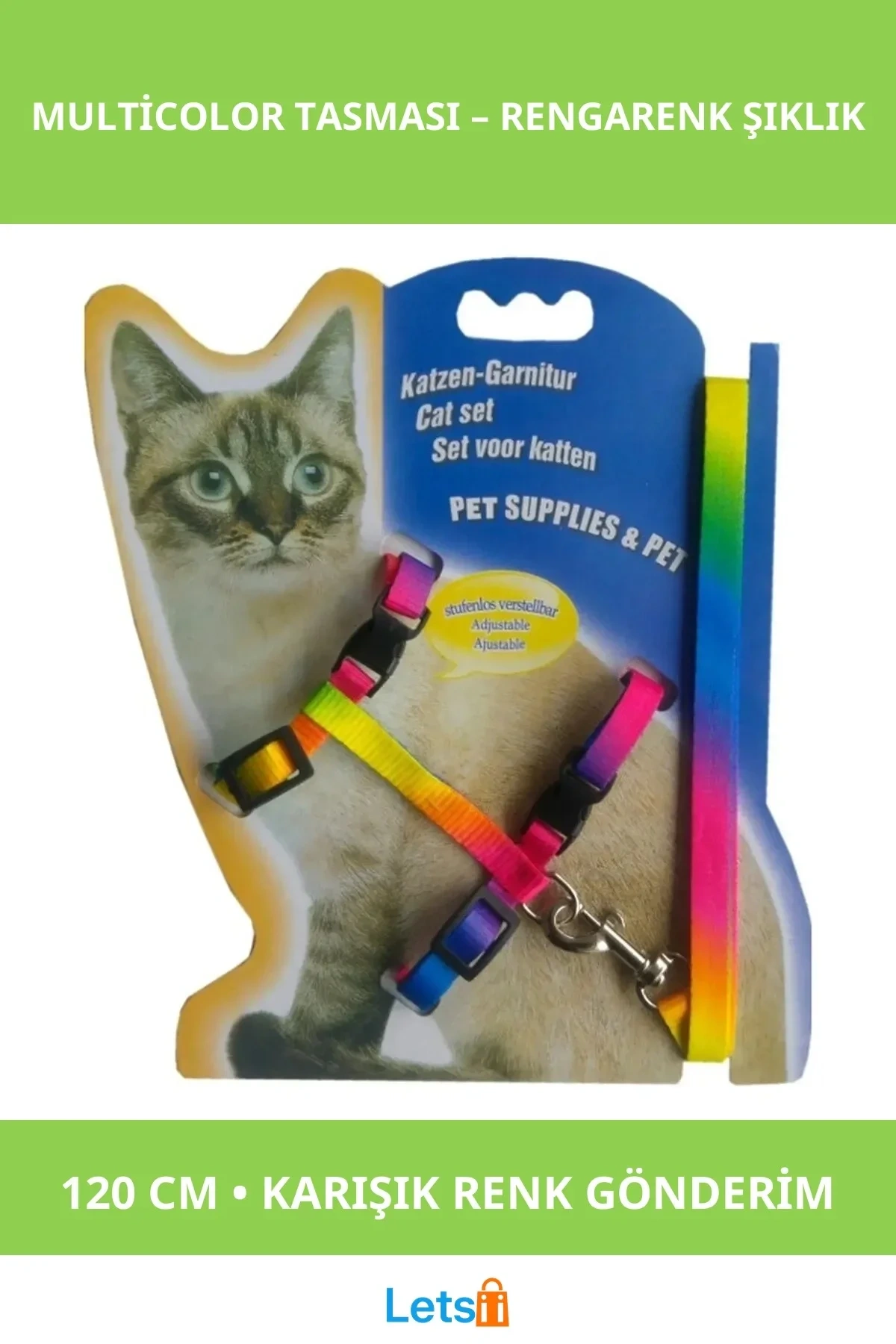 Ayarlanabilir Multicolor Kedi Tasması 120cm