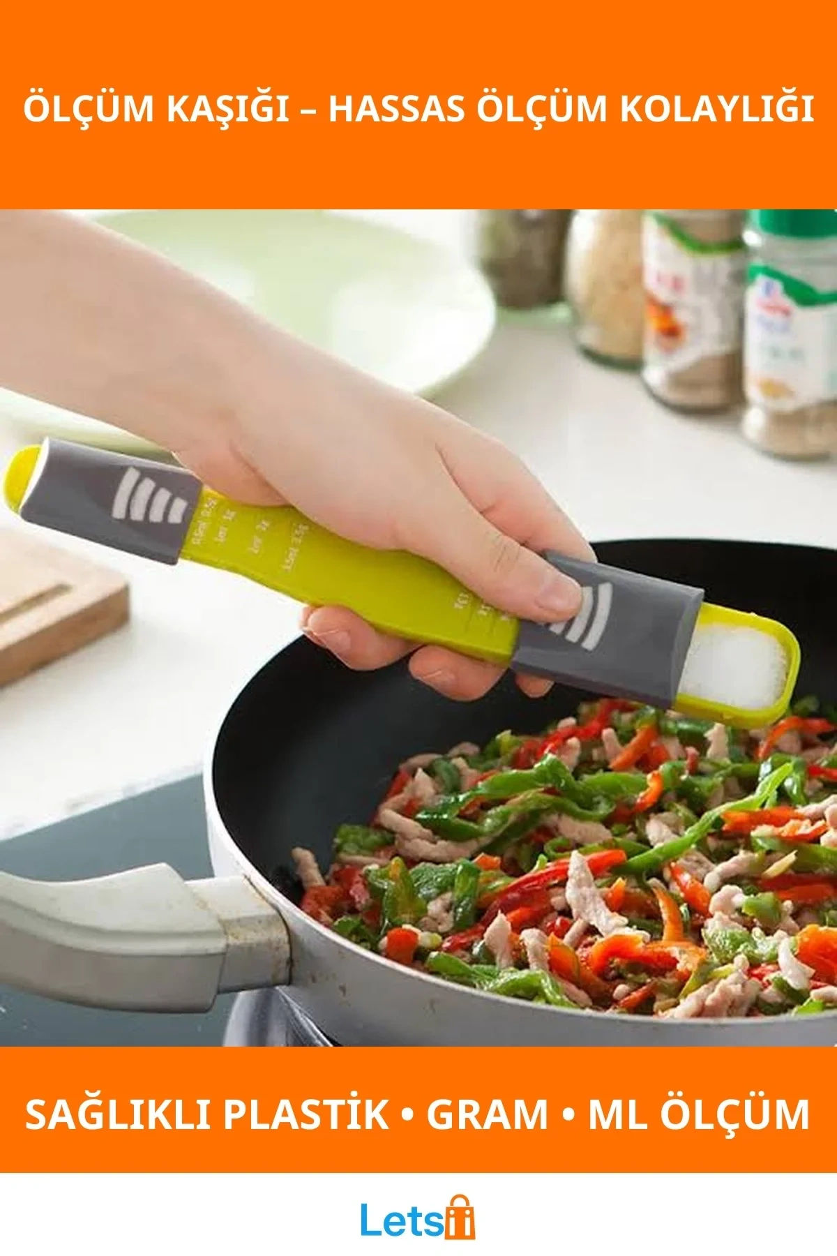 Ayarlanabilir Plastik Ölçüm Kaşığı Gram ve Mililitre Ölçüm Yapabilen Ergonomik Mutfak Aracı