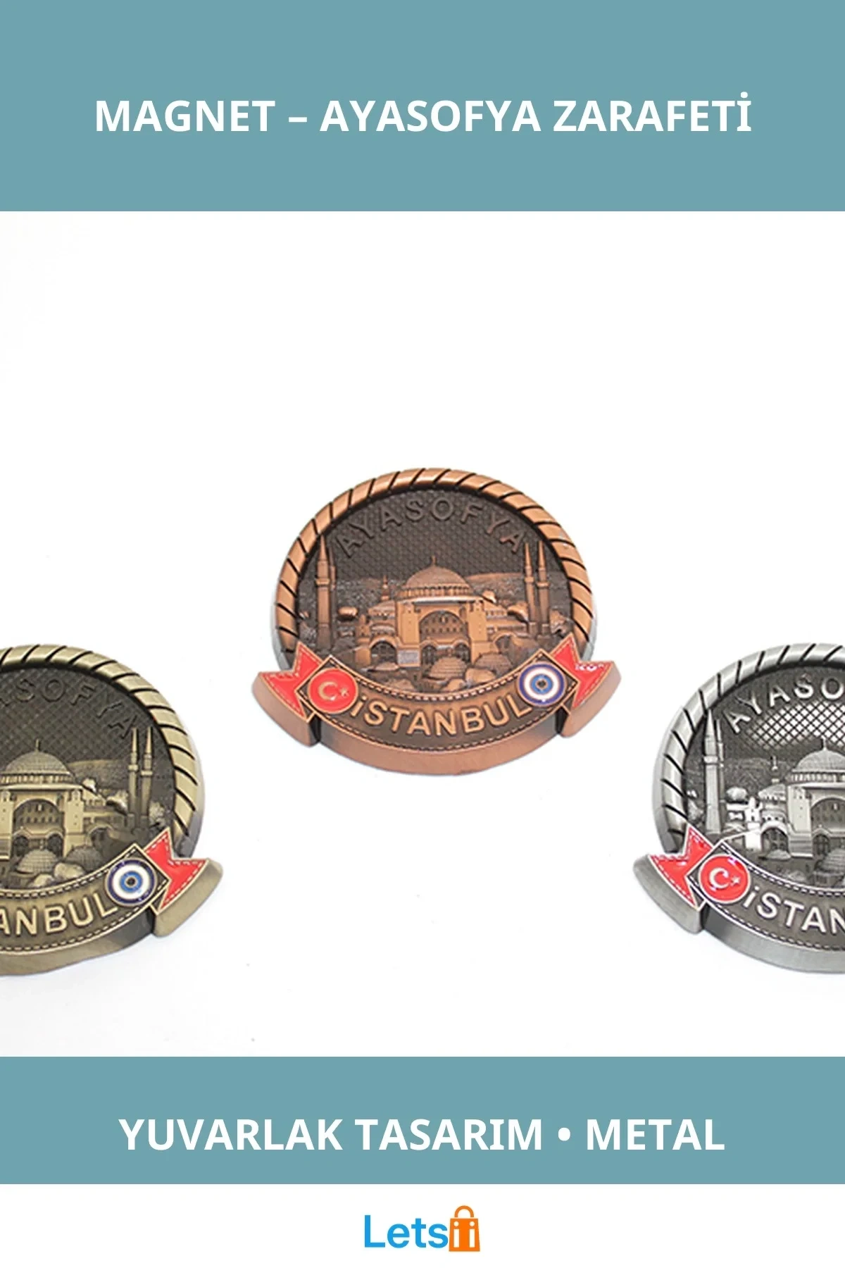 Ayasofya Desenli Şık Metal İstanbul Yöresel Magnet