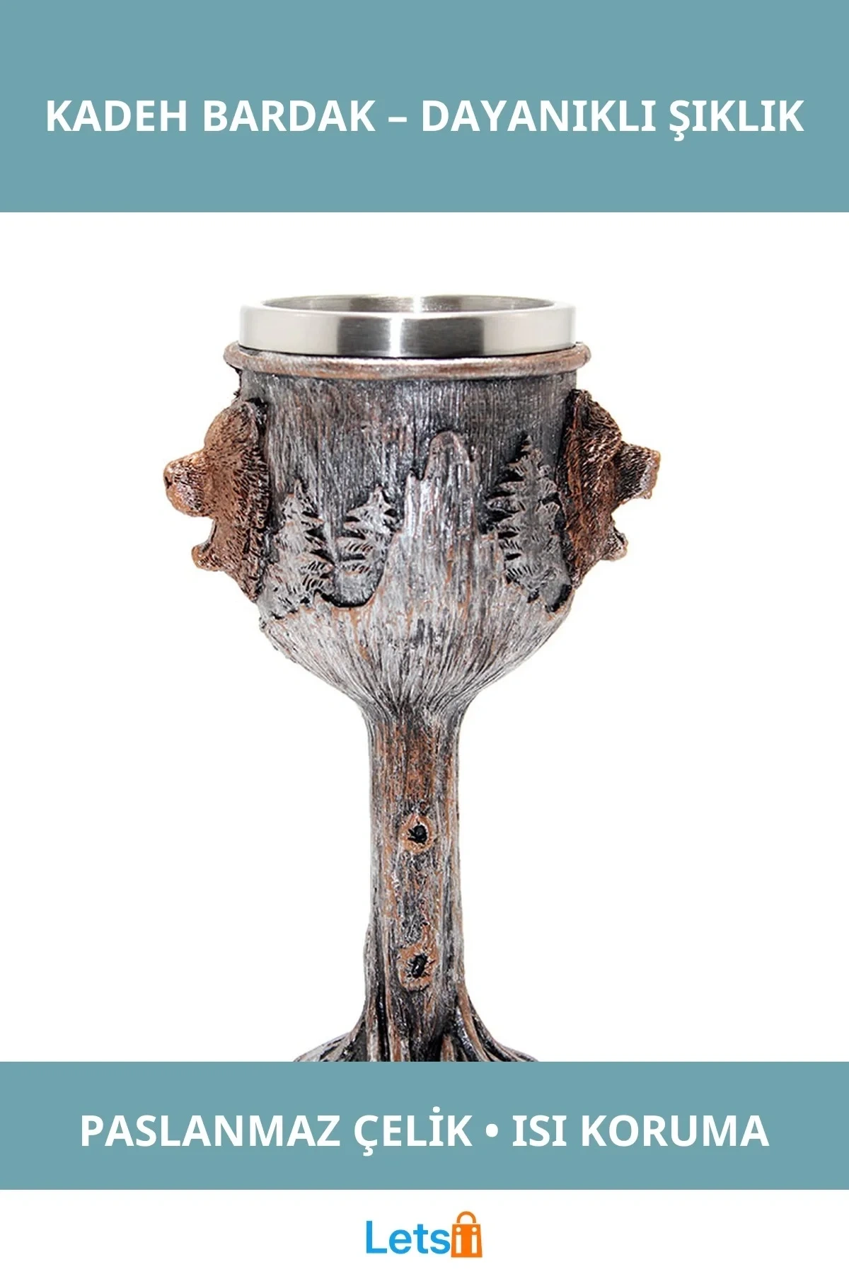 Ayı Tasarımlı Dayanıklı Paslanmaz Çelik Kadeh Bardak