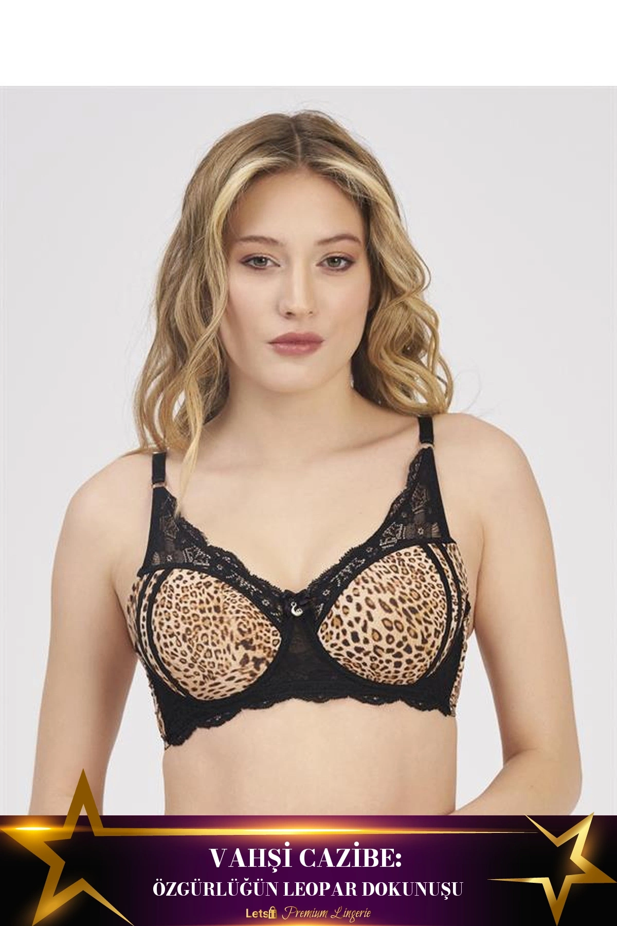 Balenli Desteksiz Sütyen Leopar Renk