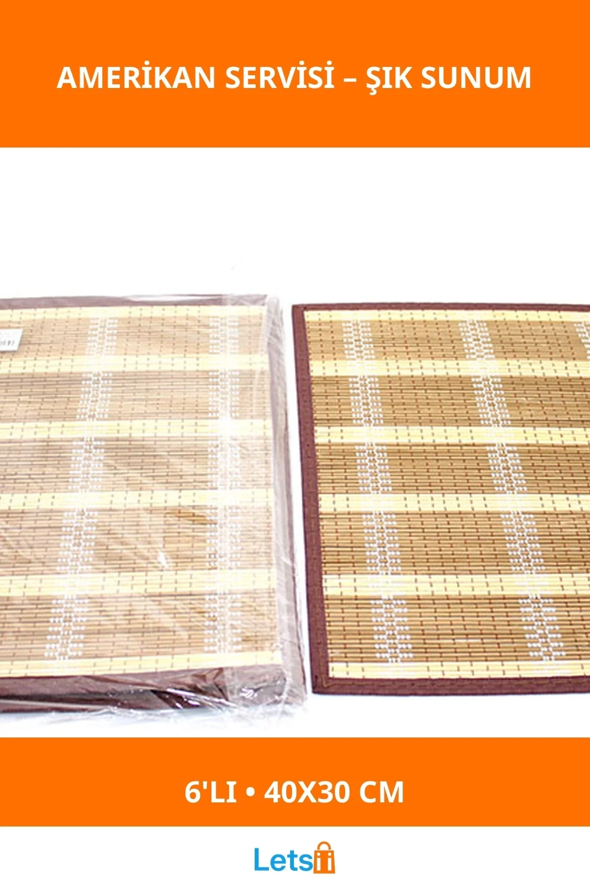 Bambu 6lı Amerikan Servisi 40x30 cm Şık ve Dayanıklı
